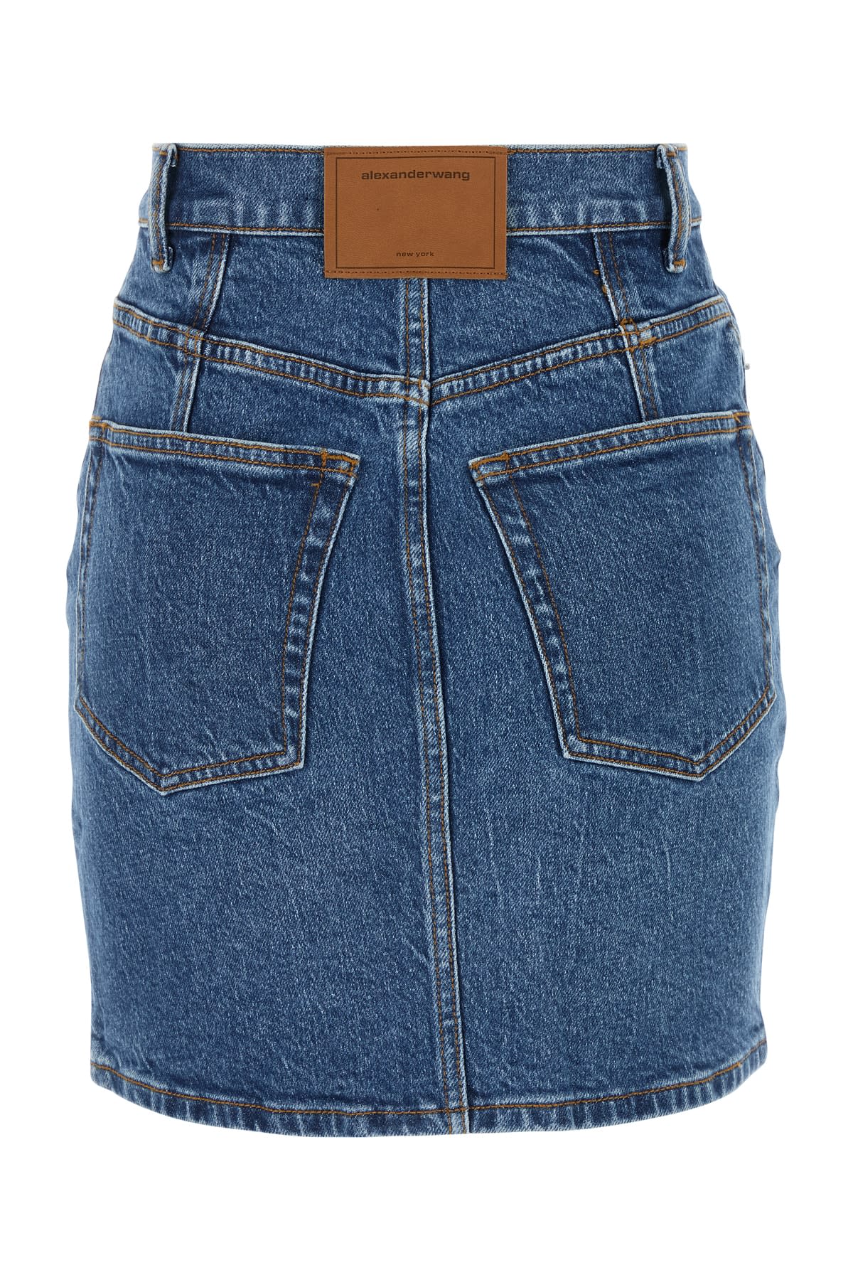 Shop Alexander Wang High Waisted Snap Front Mini Skirt In Deepblue