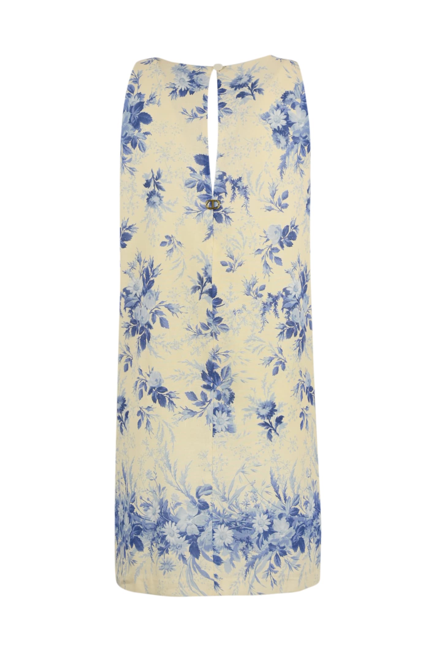 Shop Twinset Floral Print Linen Blend Dress In St.toile De Jouy