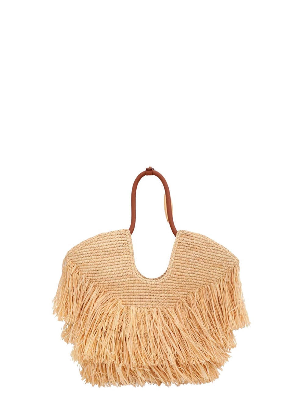 Zimmermann Goldentime Beoge Shoulder Bag With Adjustable And Removable Shoulder Strap And Fringed Details In Ra