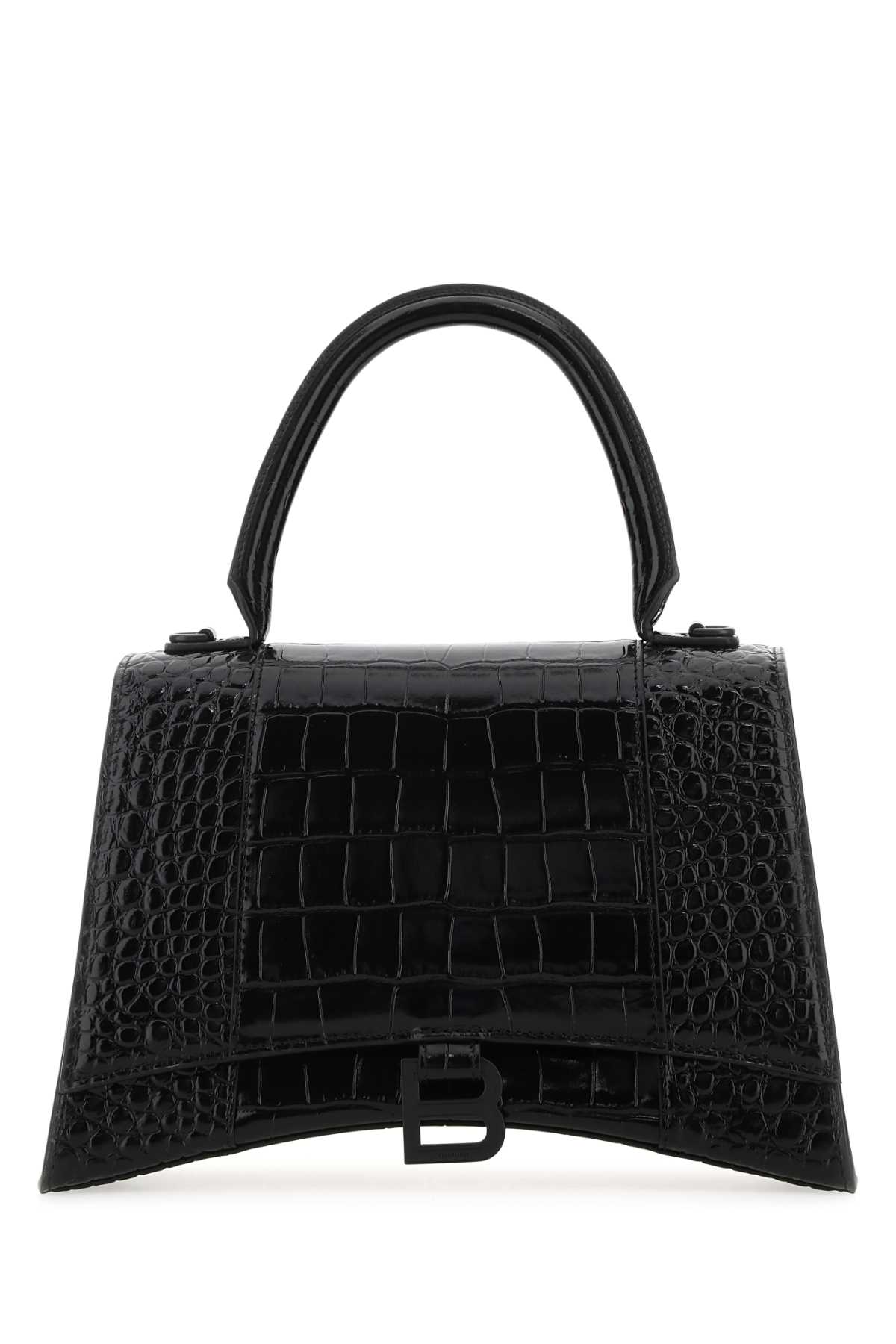 Shop Balenciaga Black Leather Hourglass Handbag