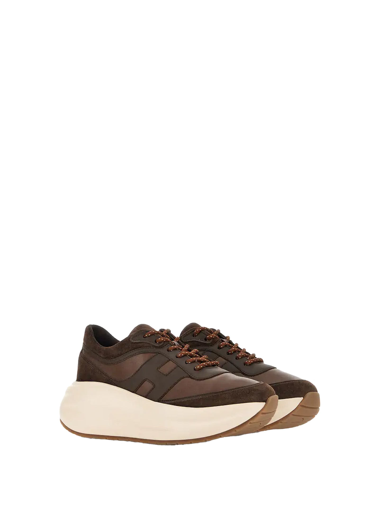 Hogan H696 Suede Sneakers In Brown