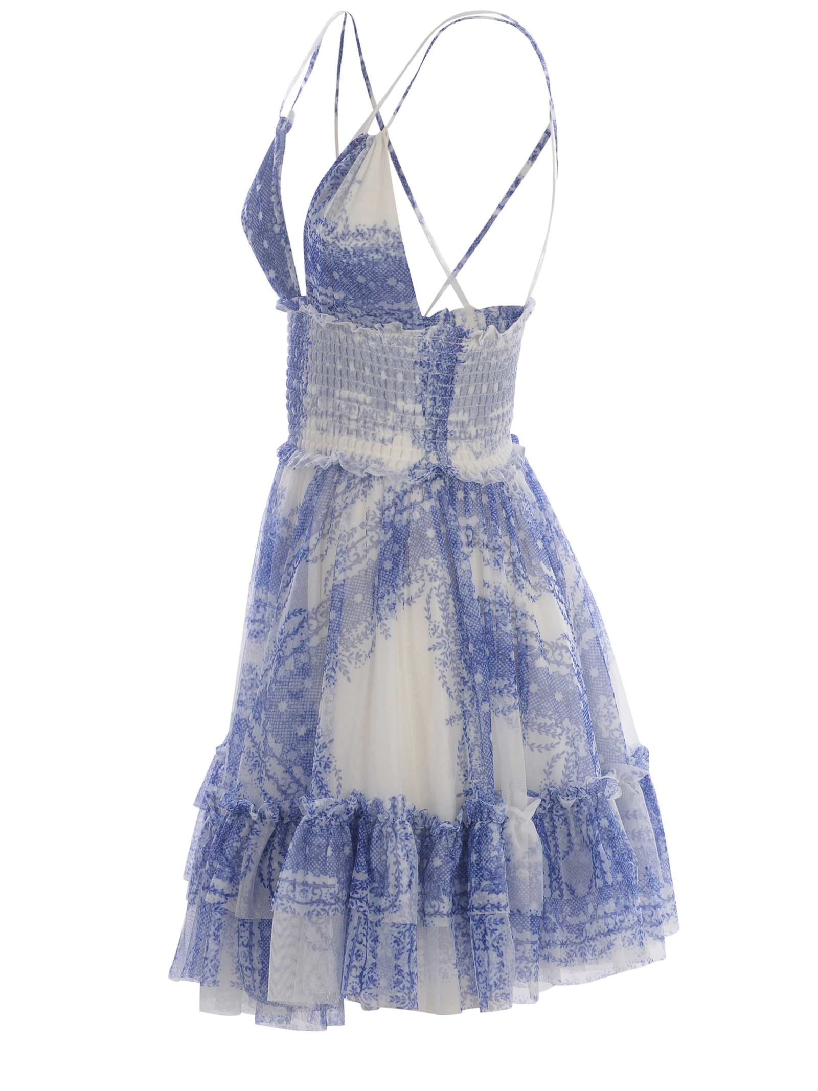 Shop Philosophy Di Lorenzo Serafini Dress Philosophy Made Of Printed Tulle In Azzurro
