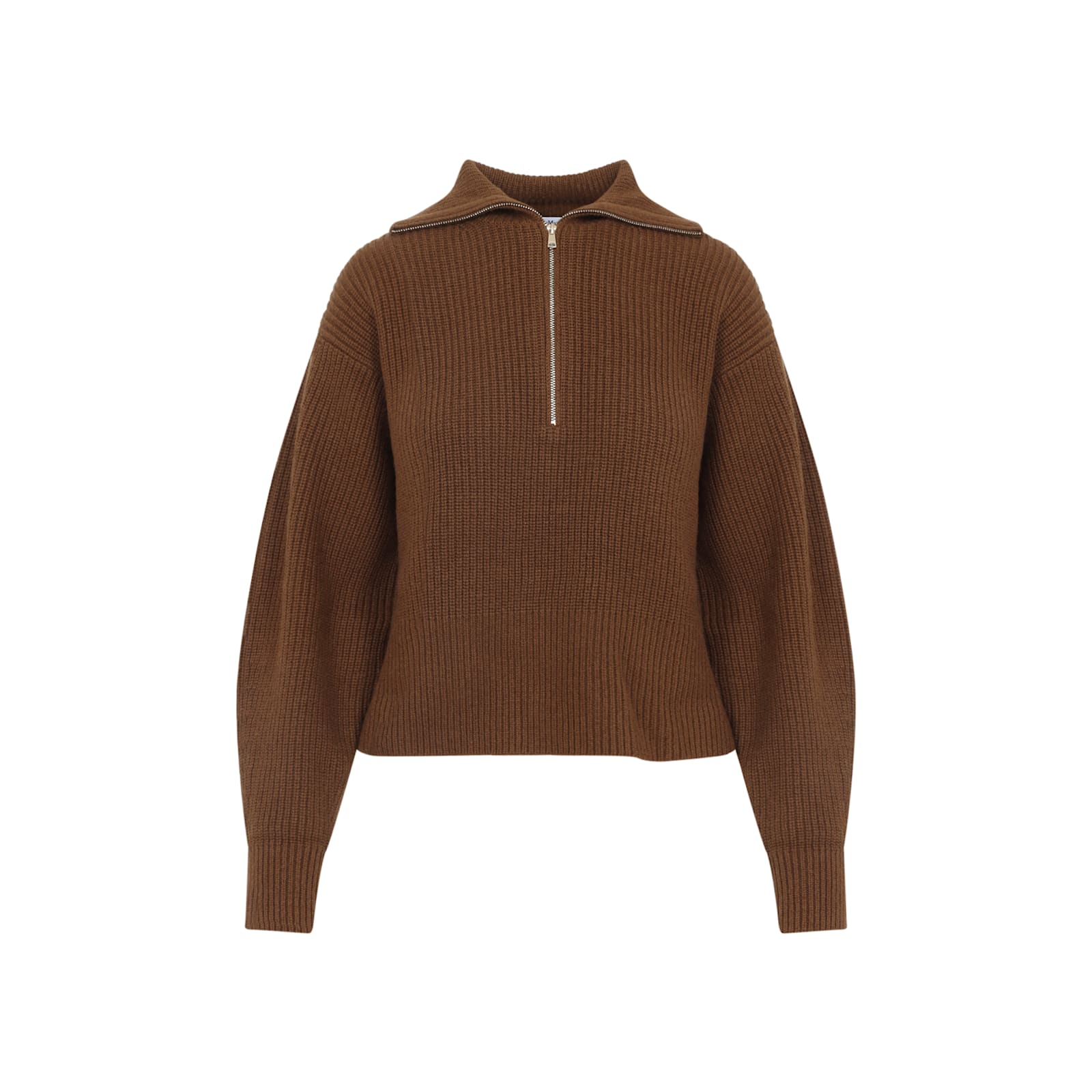 Max Mara Half-zip Wool And Cashmere Sweater In Brown
