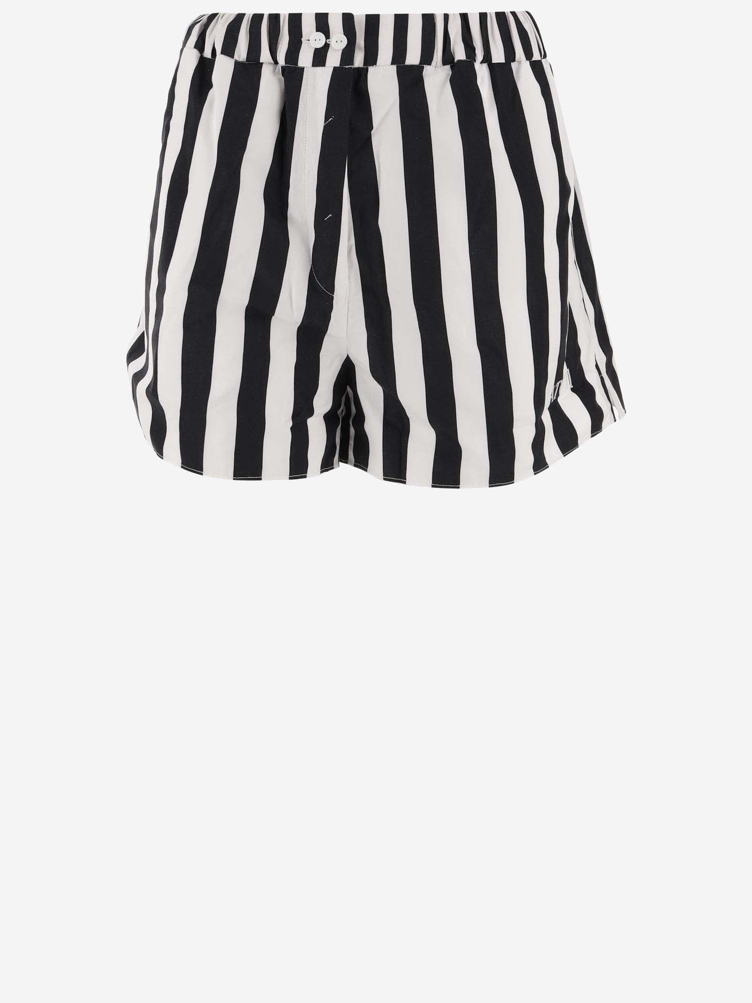 Shop Patou Cotton Shorts With Striped Pattern In Red