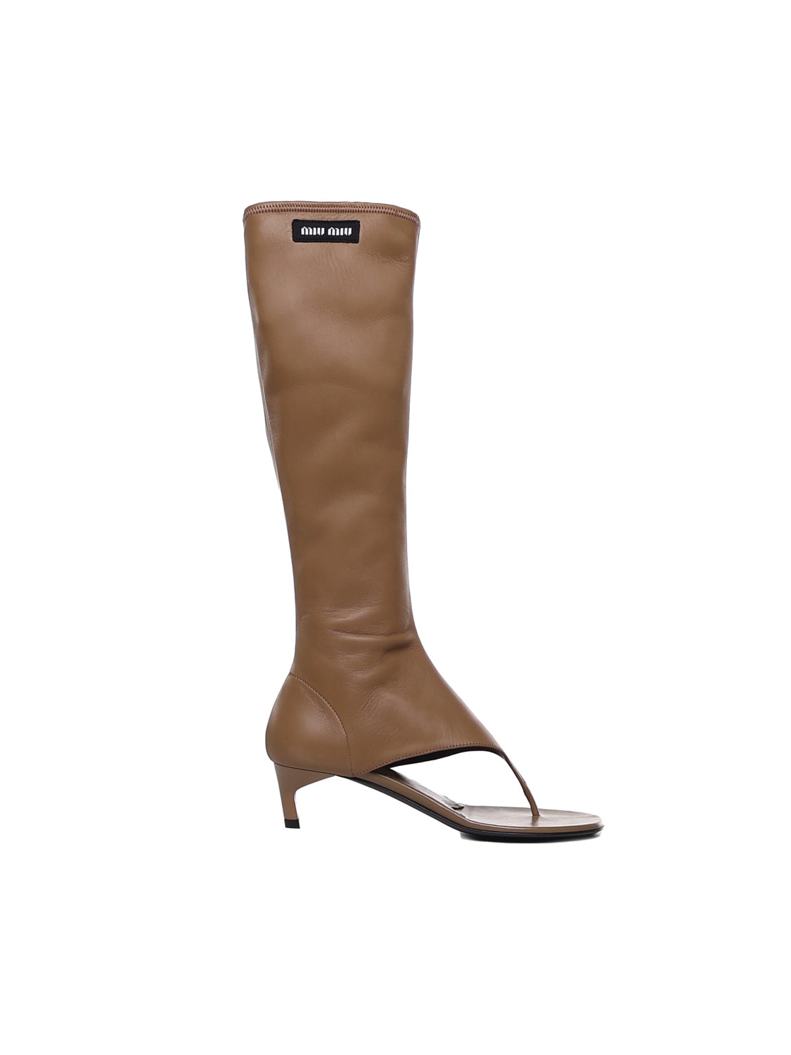 MIU MIU STRETCH NAPPA THONG BOOTS