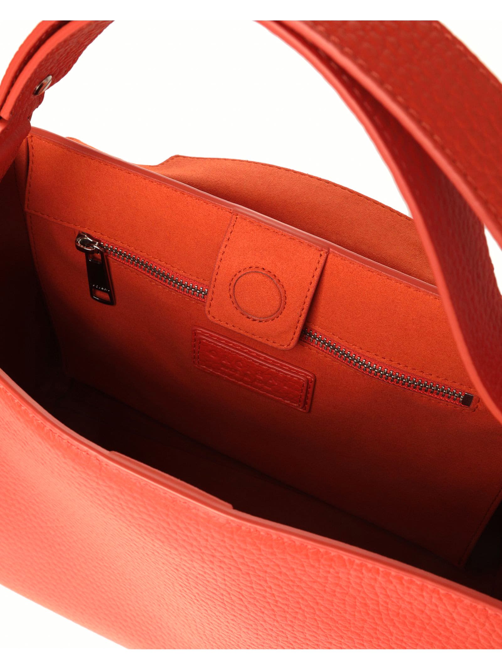 Shop Orciani Sveva Soft Medium Leather Shoulder Bag In Orange