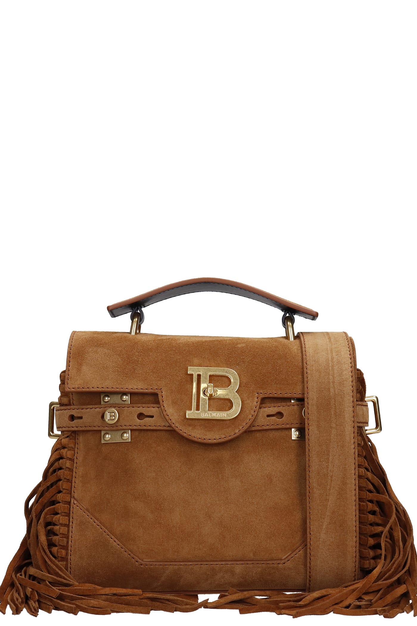 Balmain B-buzz23 Hand Bag In Leather Color Suede And Leather