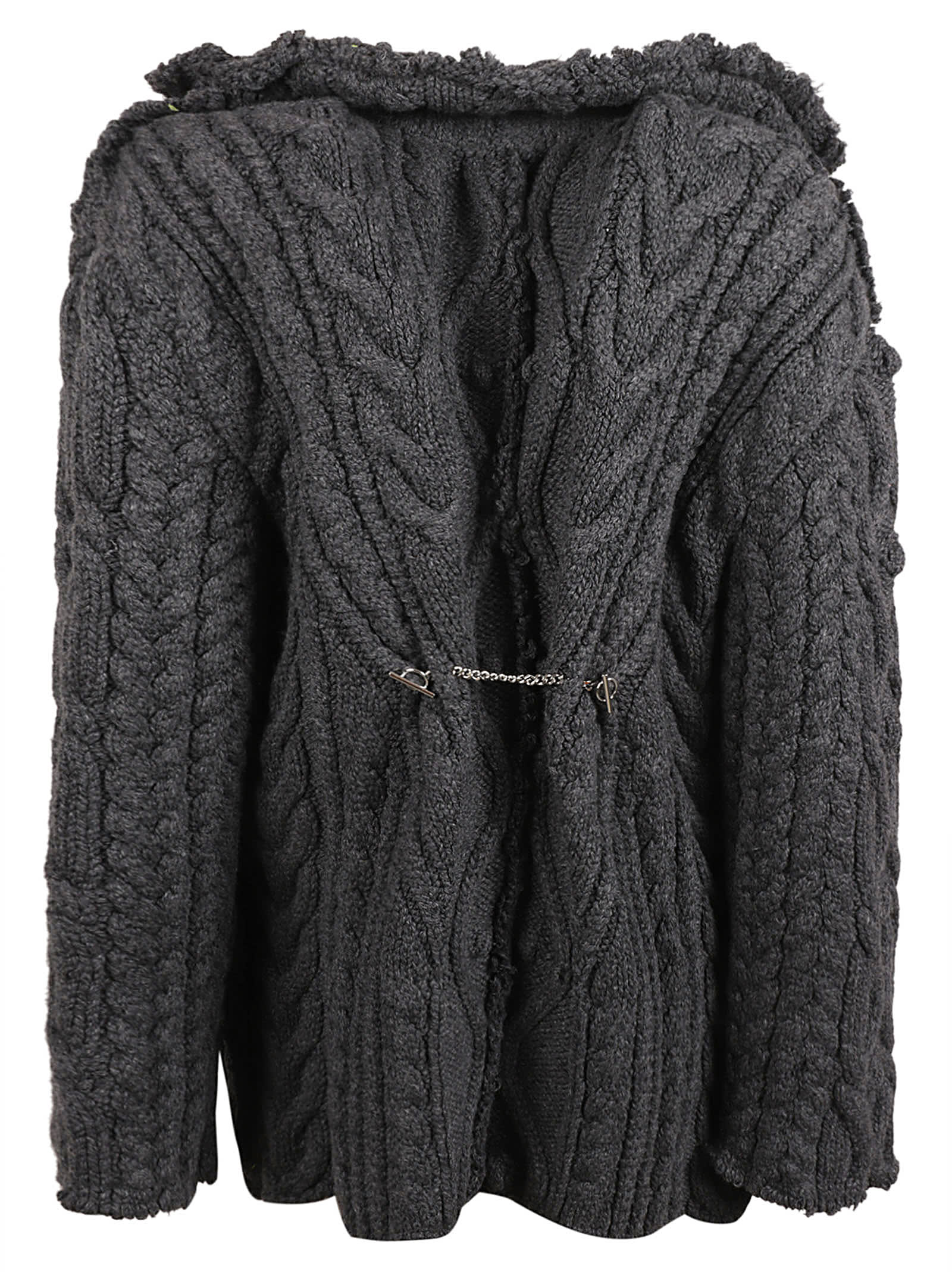 Shop Alexander Mcqueen Braid Knit Cardigan In Grey Mélange