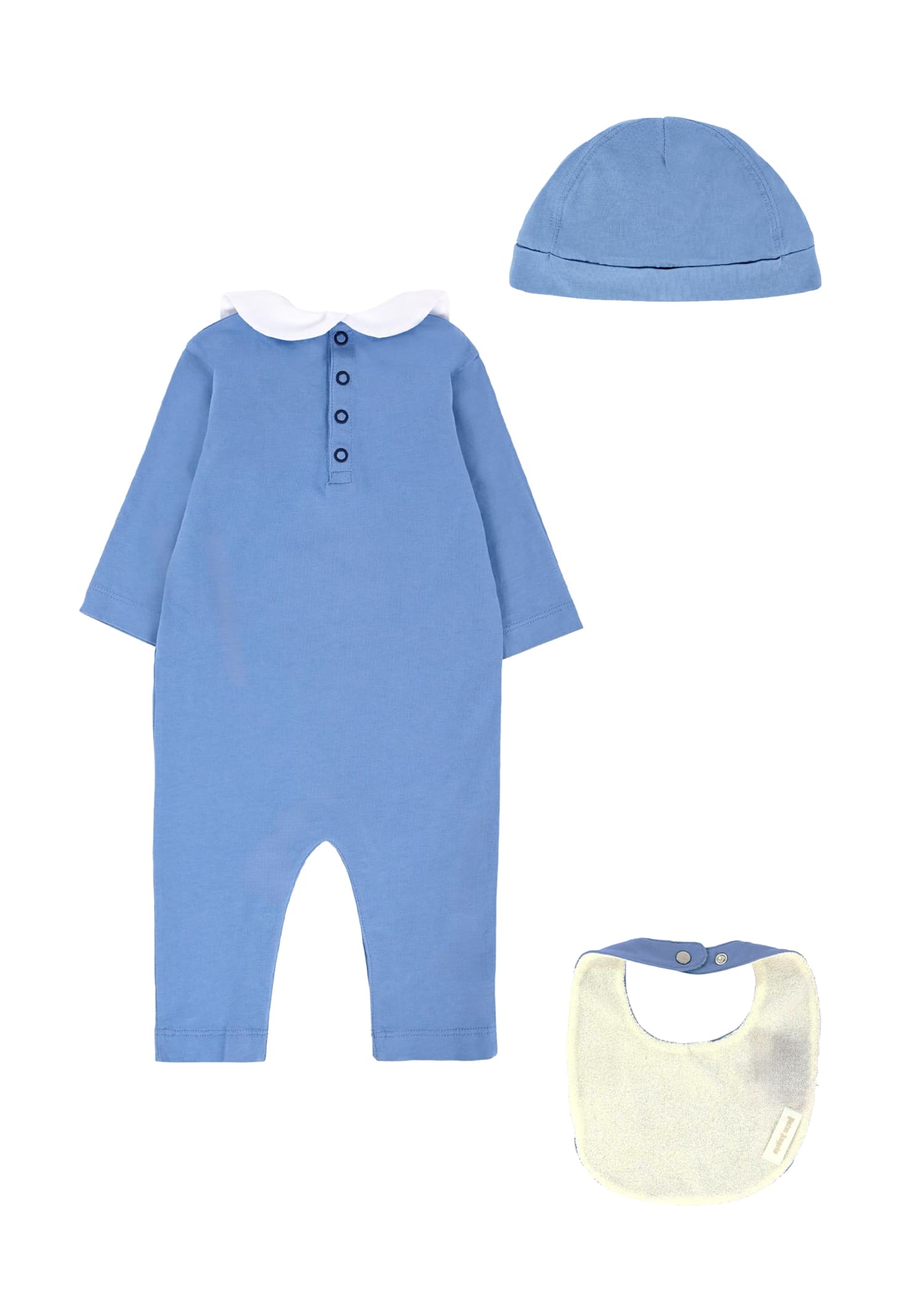 Palm Angels Light Blue Babygrow Set For Baby Boy With Logo In Blue