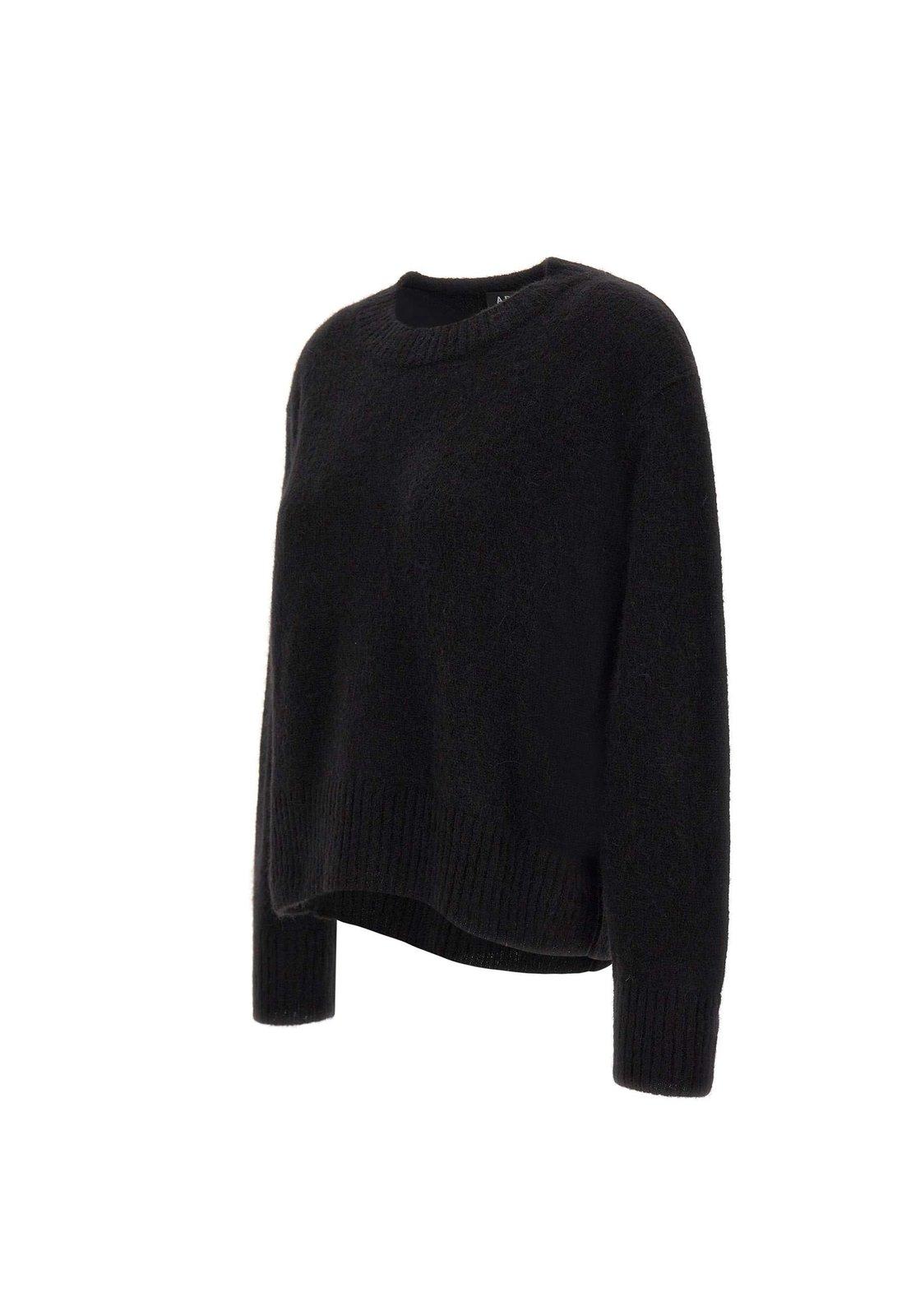 Shop Apc Crewneck Brushed Jumper Sweater In Black