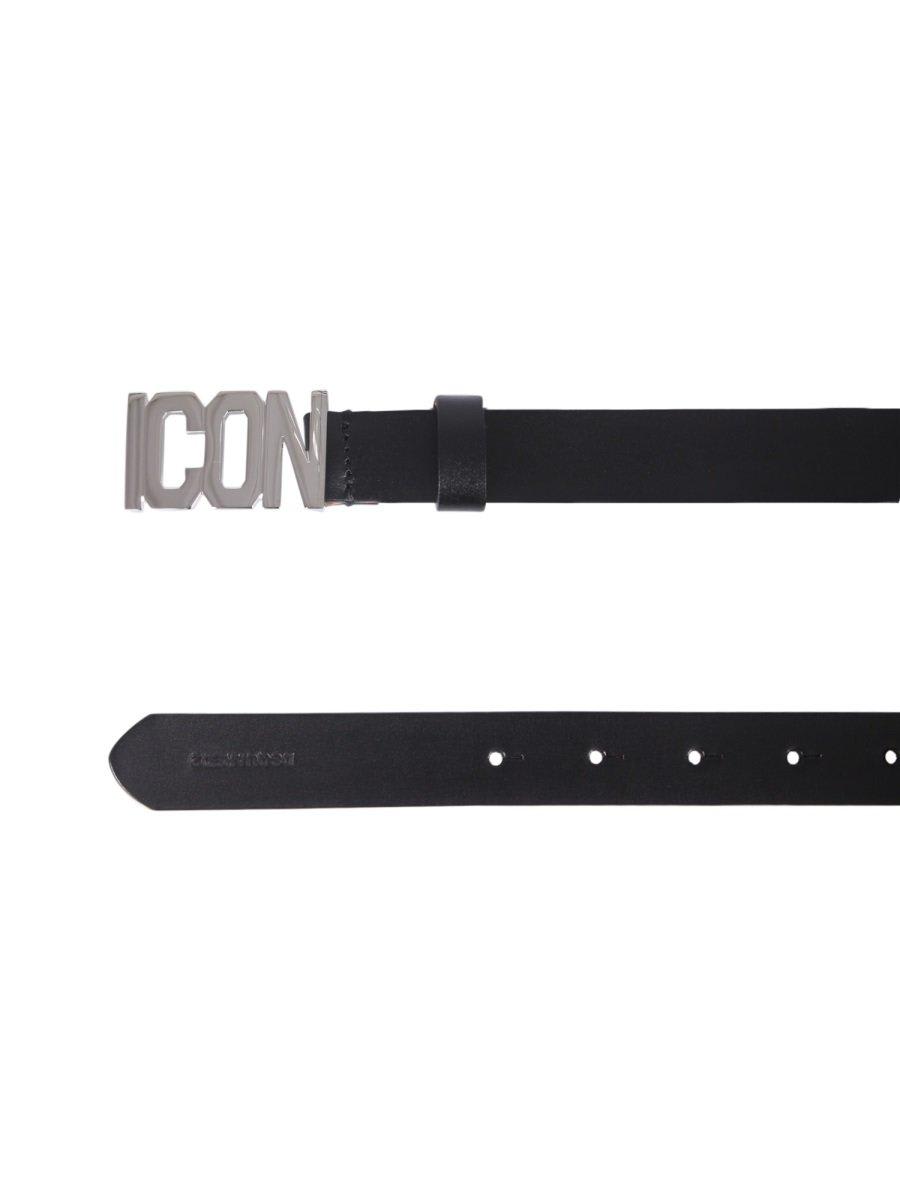 Shop Dsquared2 Icon Plaque Belt In Black E Palladium