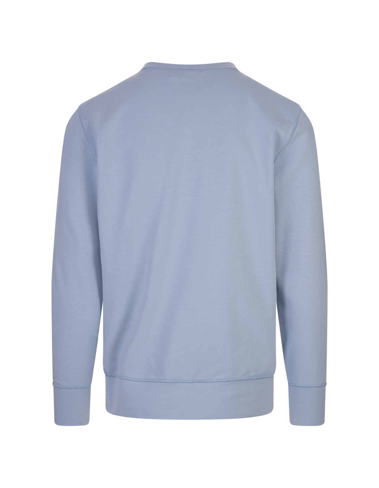 Shop Kiton Light Blue Crew Neck Sweatshirt With Logo