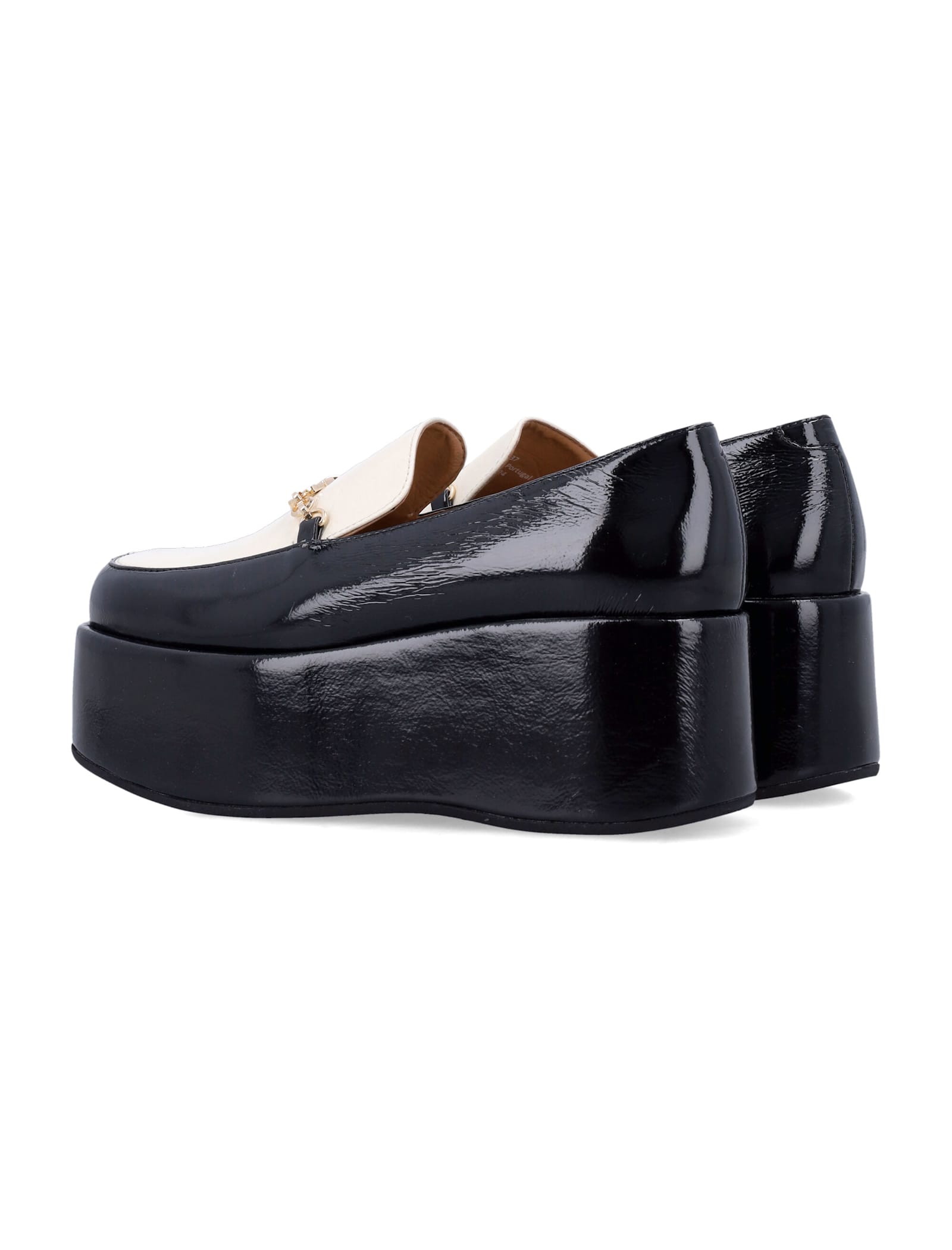 Shop Ganni Bicolor Patent Platform Loafers