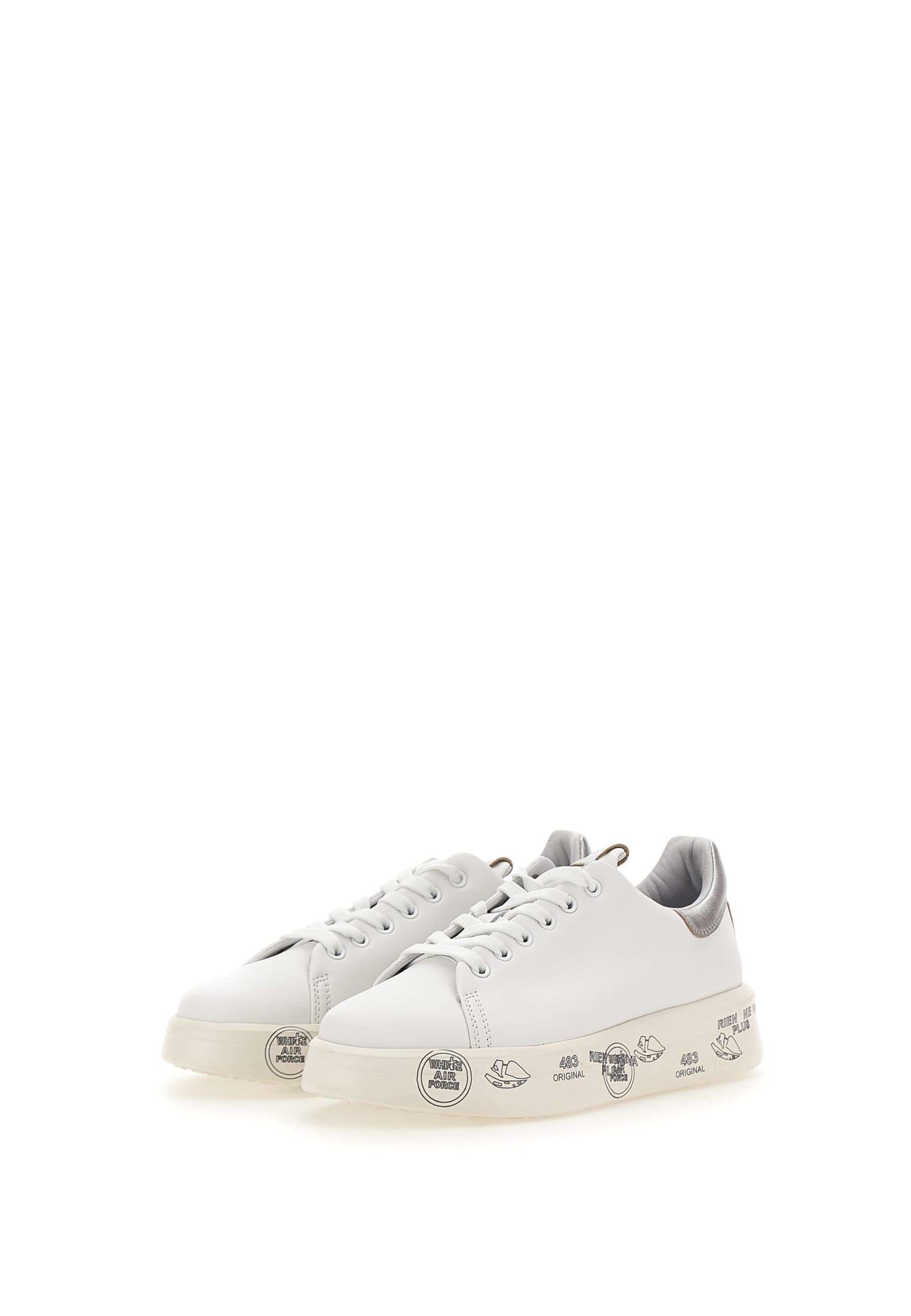 Shop Premiata Belle6823 Leather Sneakers In White