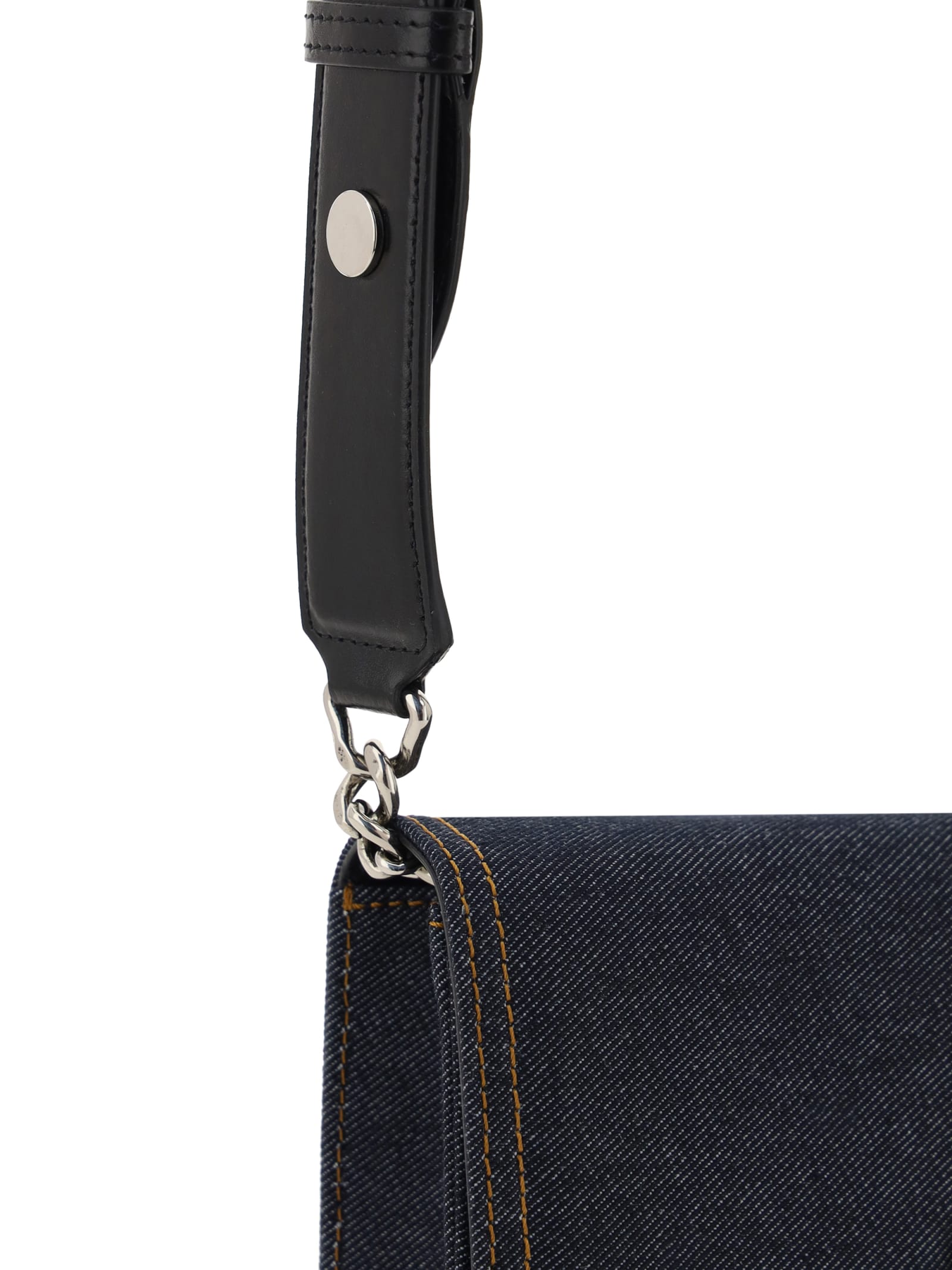Alexander Mcqueen Skull Shoulder Bag In Denim/black