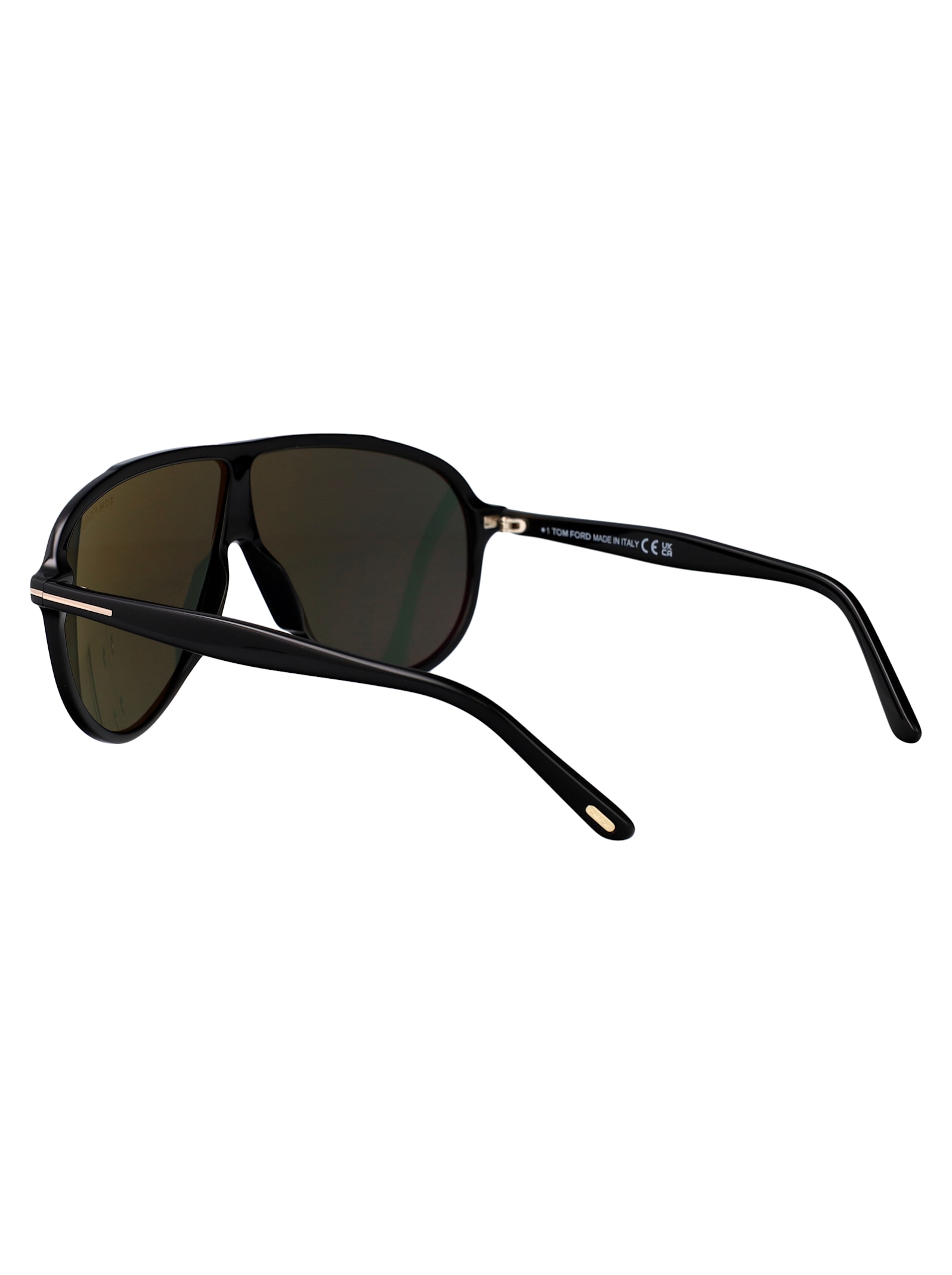 Tom Ford Eyewear Oversized Pilot Frame Sunglasses In Nero Lucido / Verde