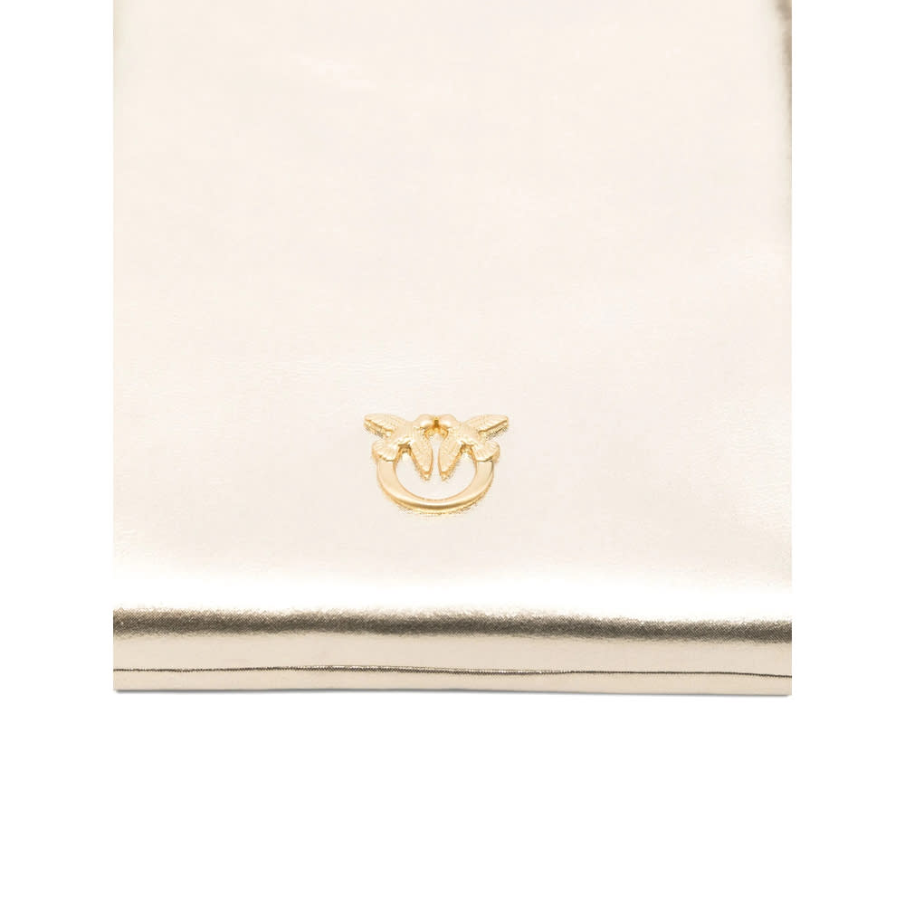 Pinko Metallic-effect Leather Cross Body Bag In Neutral