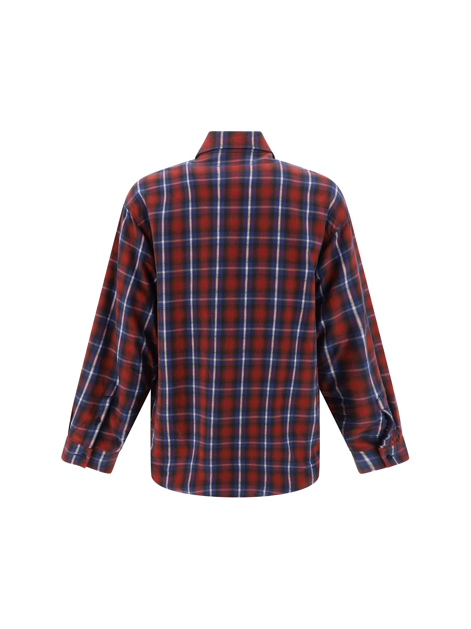 Shop Balenciaga Shirt Jacket In Red/blue