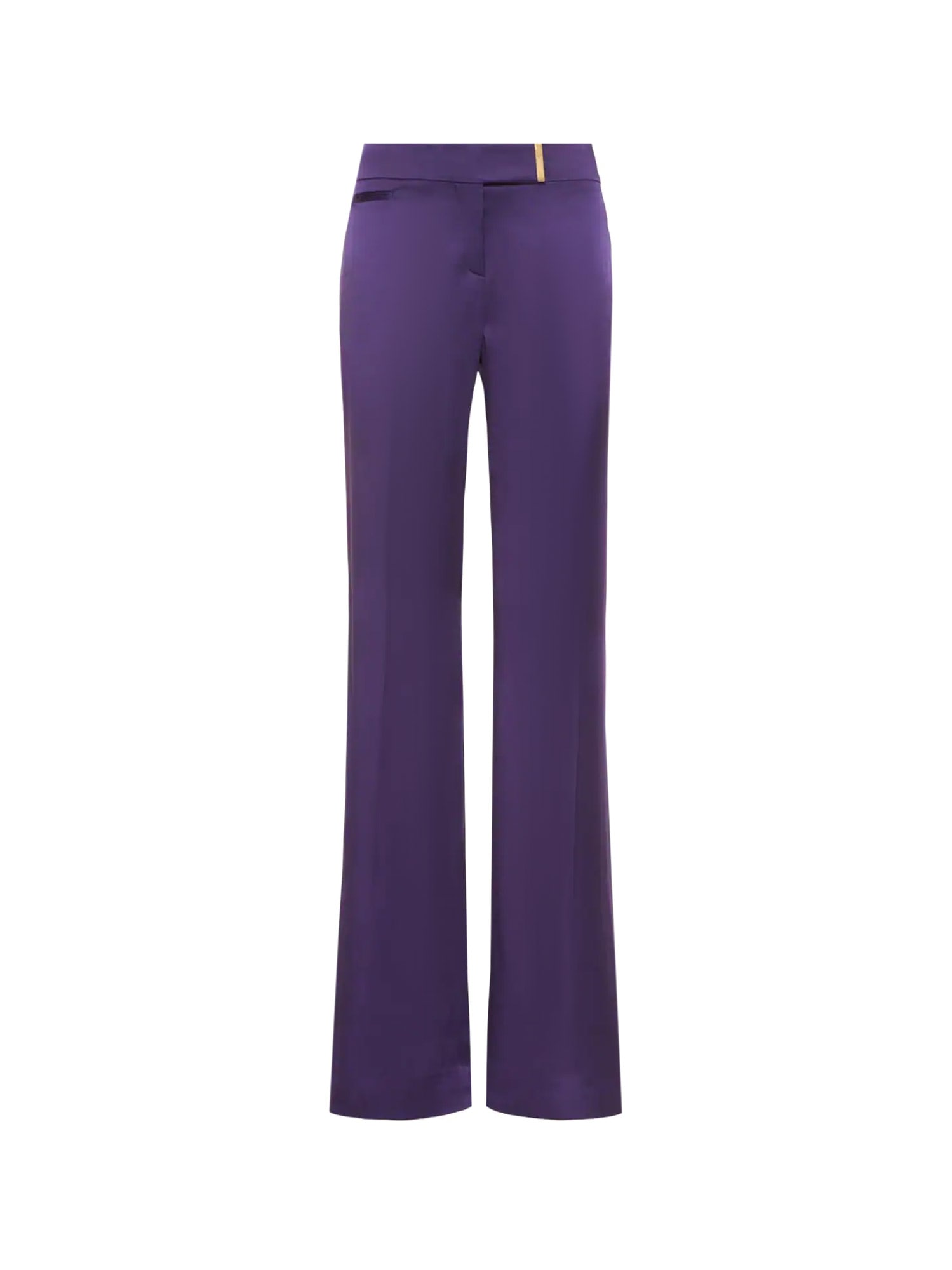 Tom Ford Mid Rise Wide Fluid Satin Pants In Purple