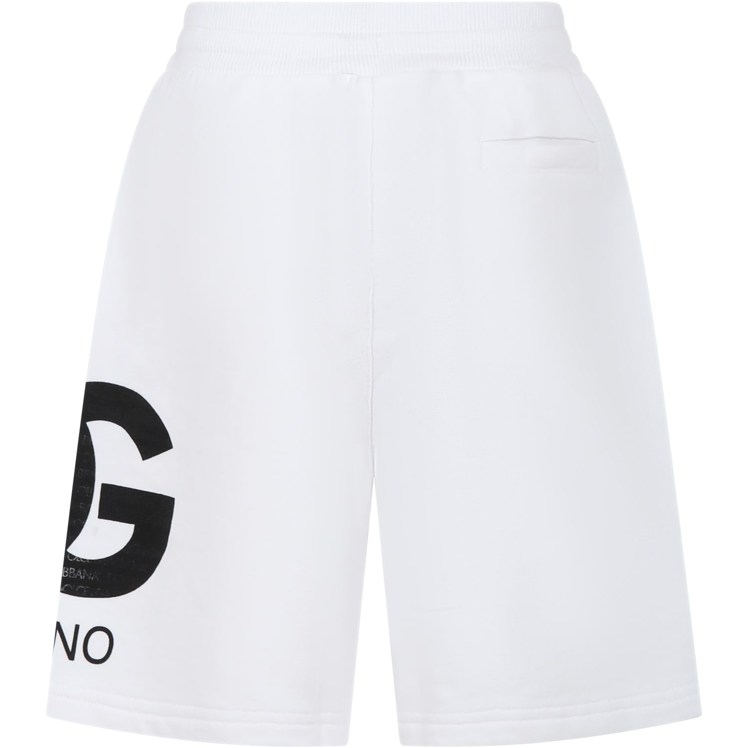 Shop Dolce & Gabbana White Shorts For Boy With Iconic Monogram In Bianco