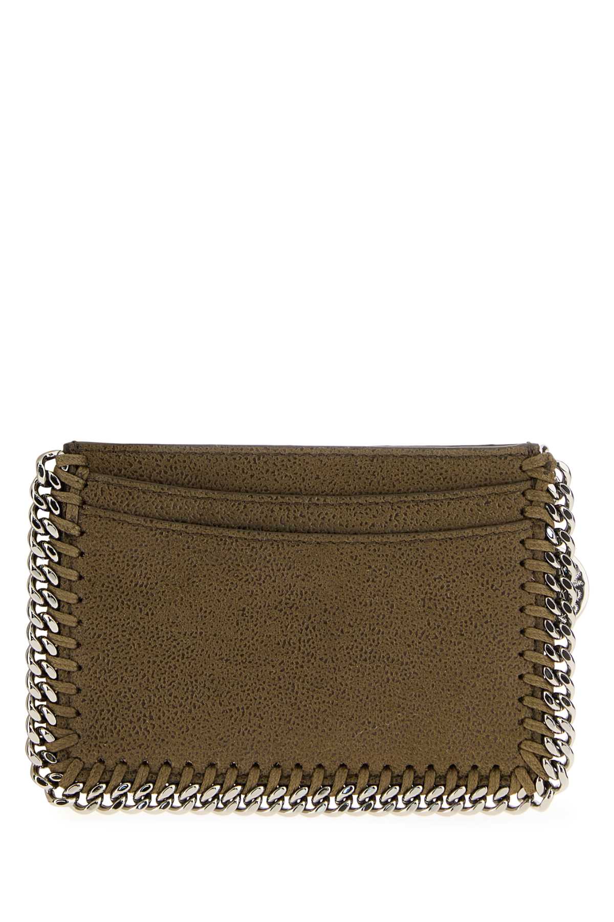 Stella Mccartney Olive Green Shaggy Deer Falabella Card Holder In Neutral
