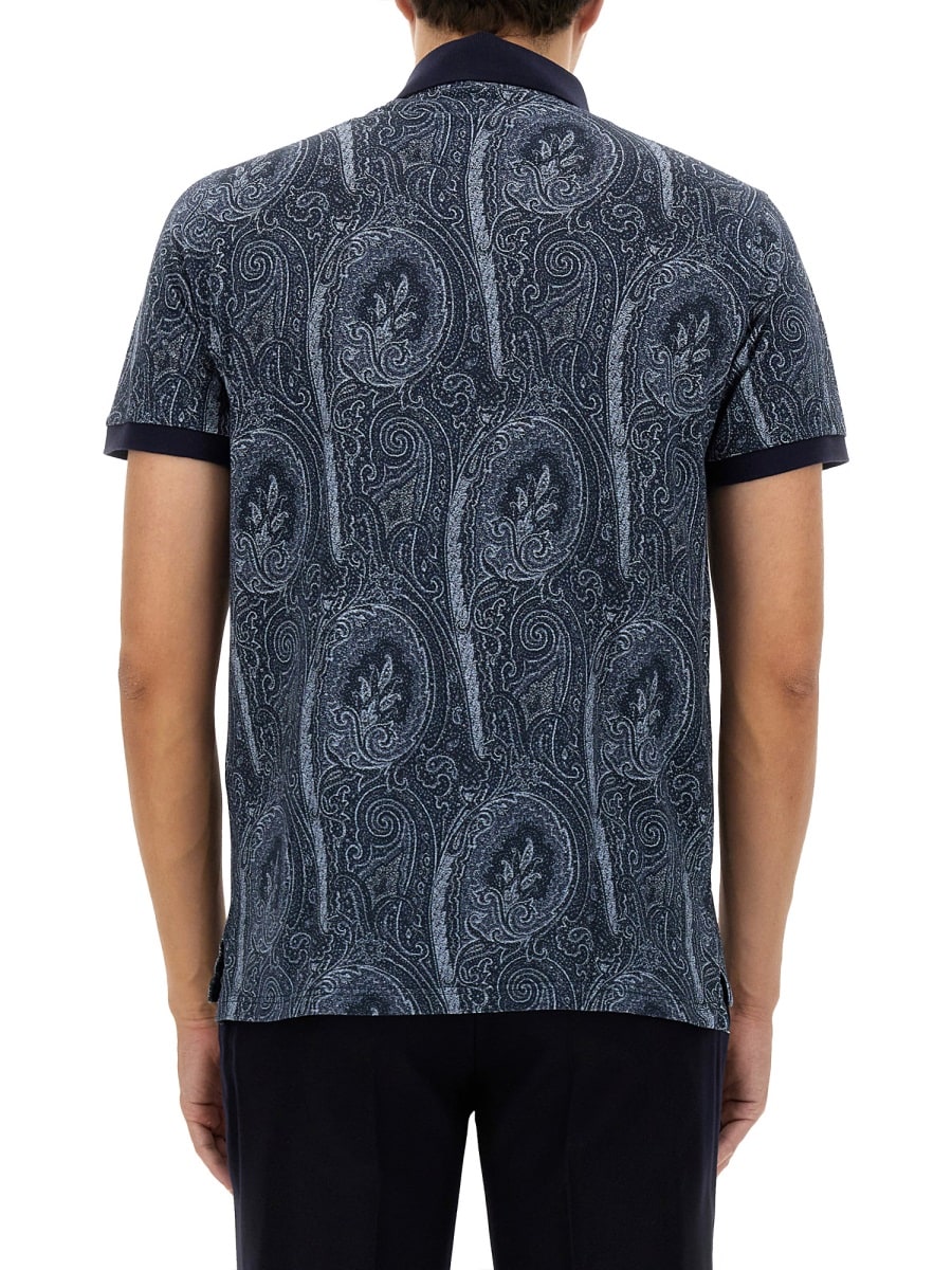 Shop Etro Polo Shirt With Print In Blue