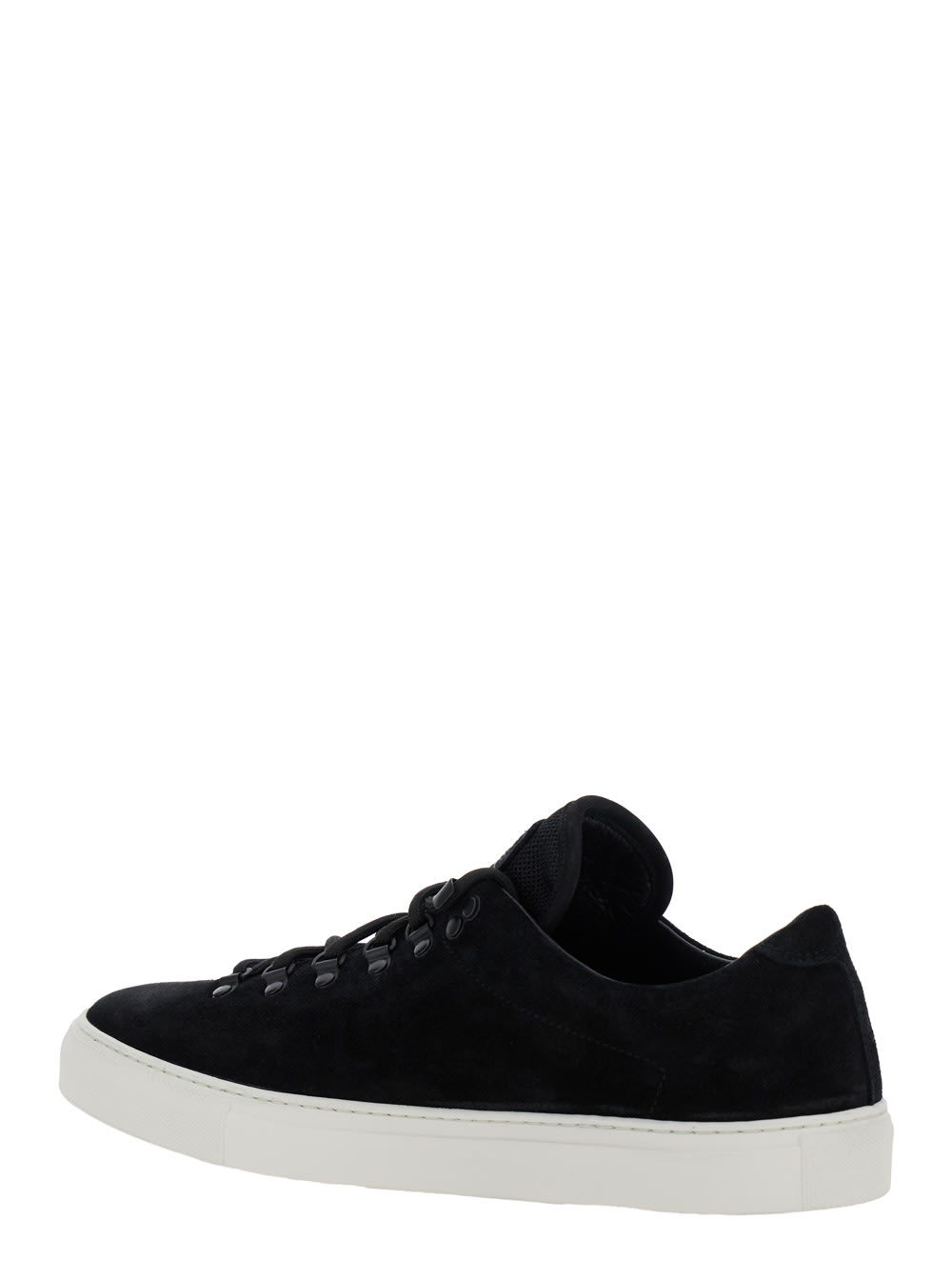 Stone Island Black Low Top Sneakers With Logo Patch On The Tongue In Suede Man In Black