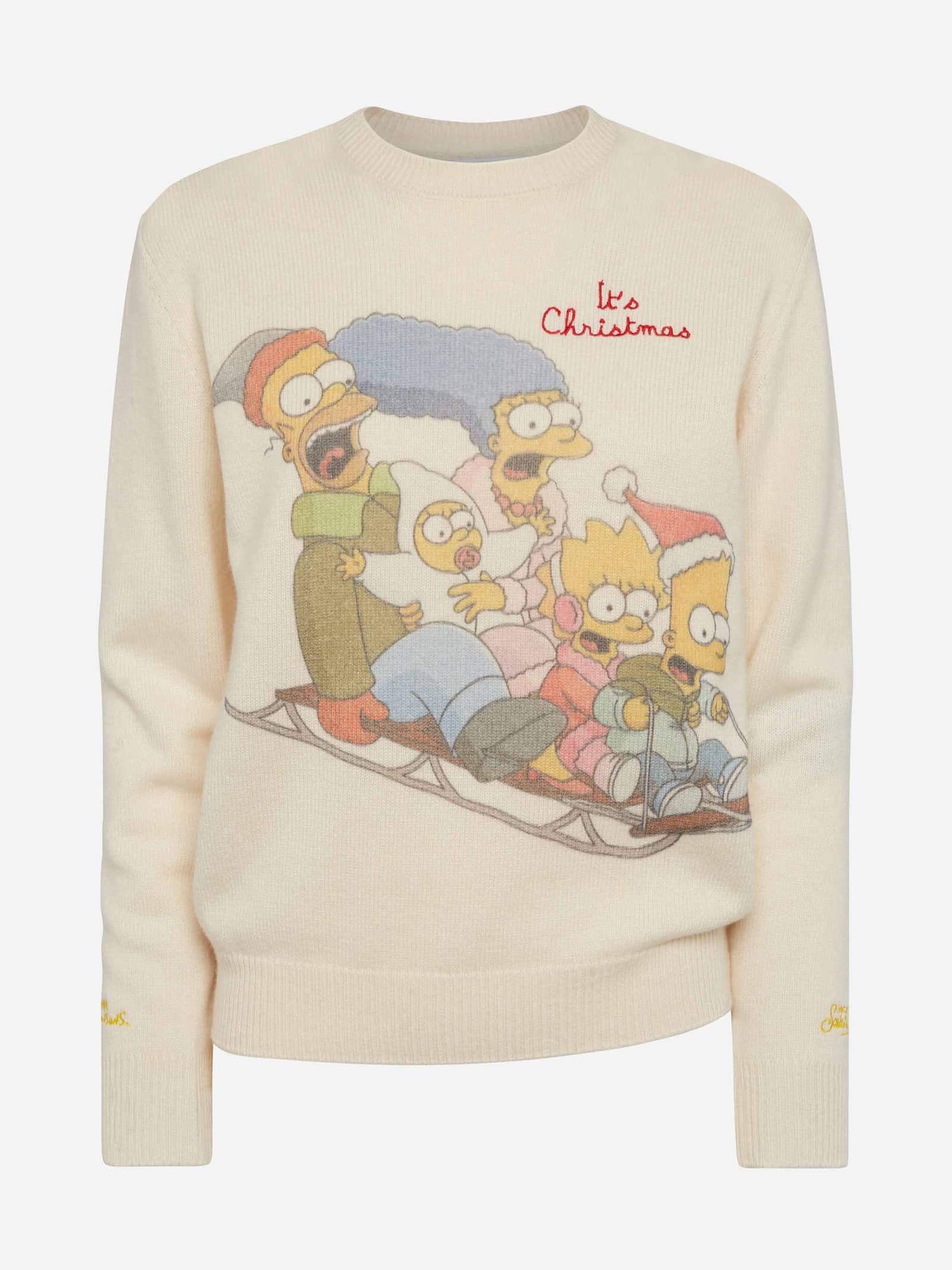 Mc2 Saint Barth Woman White Sweater New Queen With Simpson Family Print Simpson Family Special Edition In White