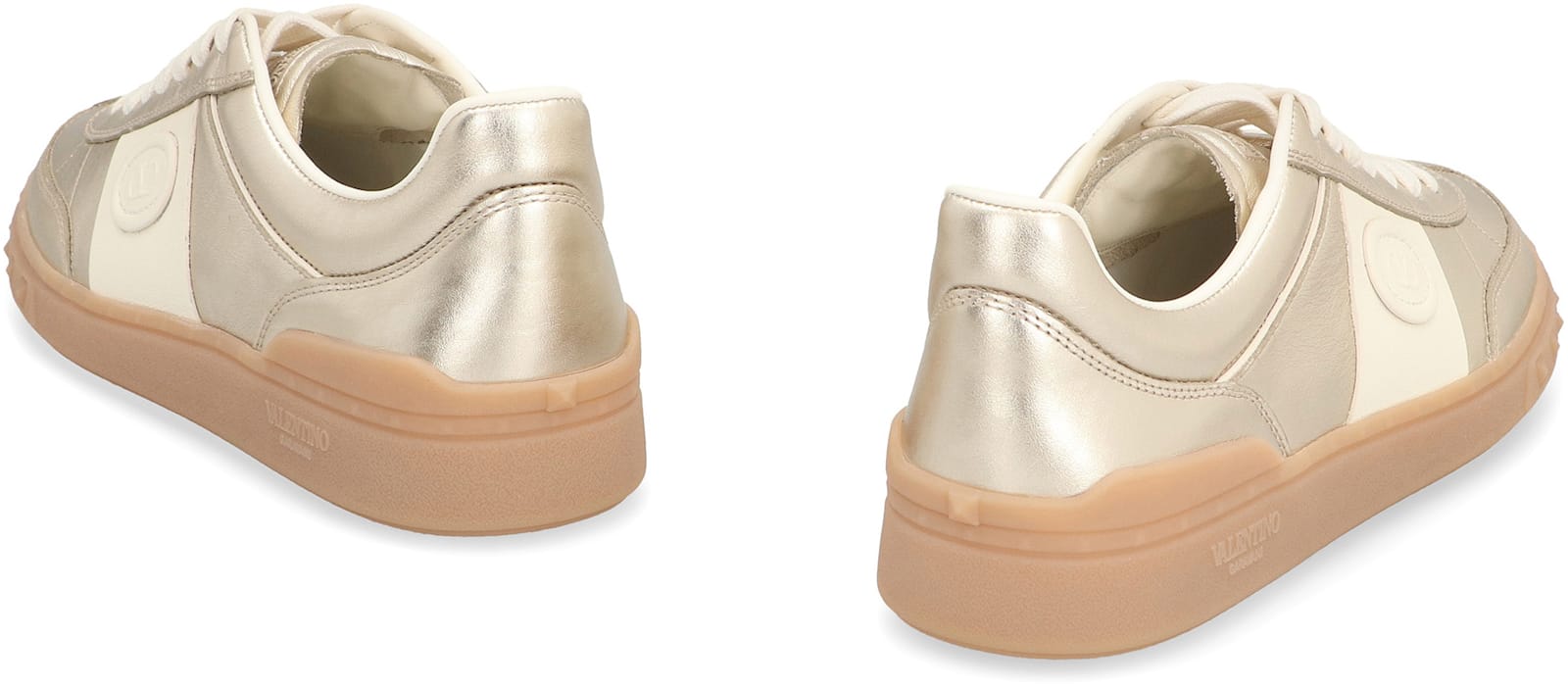 Valentino Garavani Upvillage Panelled Metallic Leather Sneakers In Gold