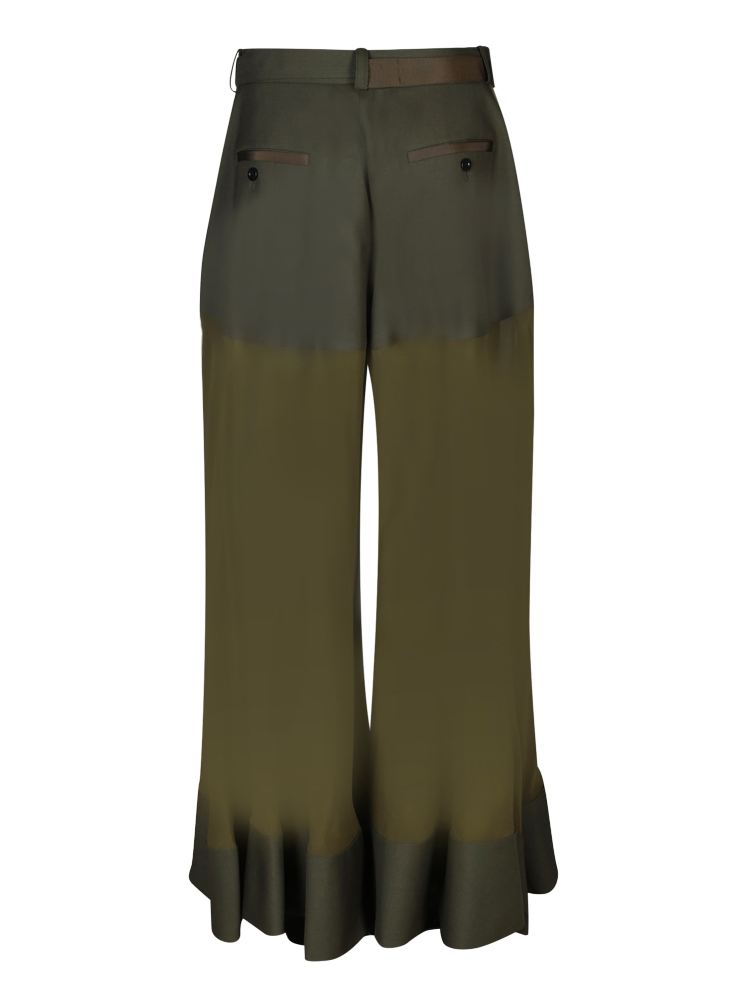 Shop Sacai Suited Mix Khaki Trousers In Green