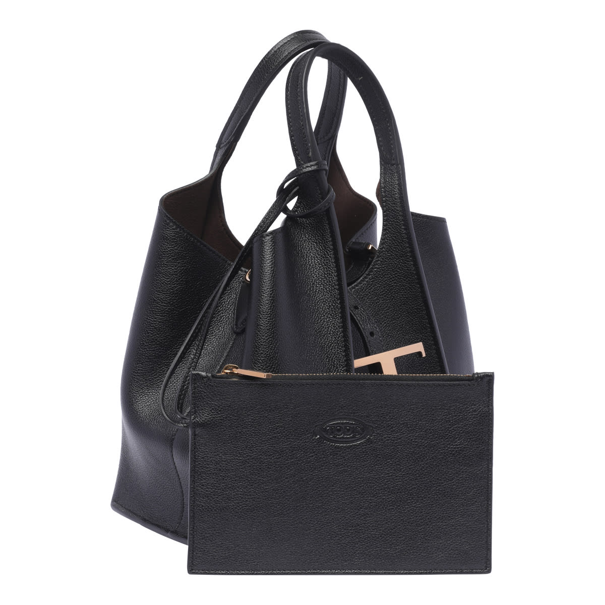 Shop Tod's Mini T-timeless Shopping Bag In Black