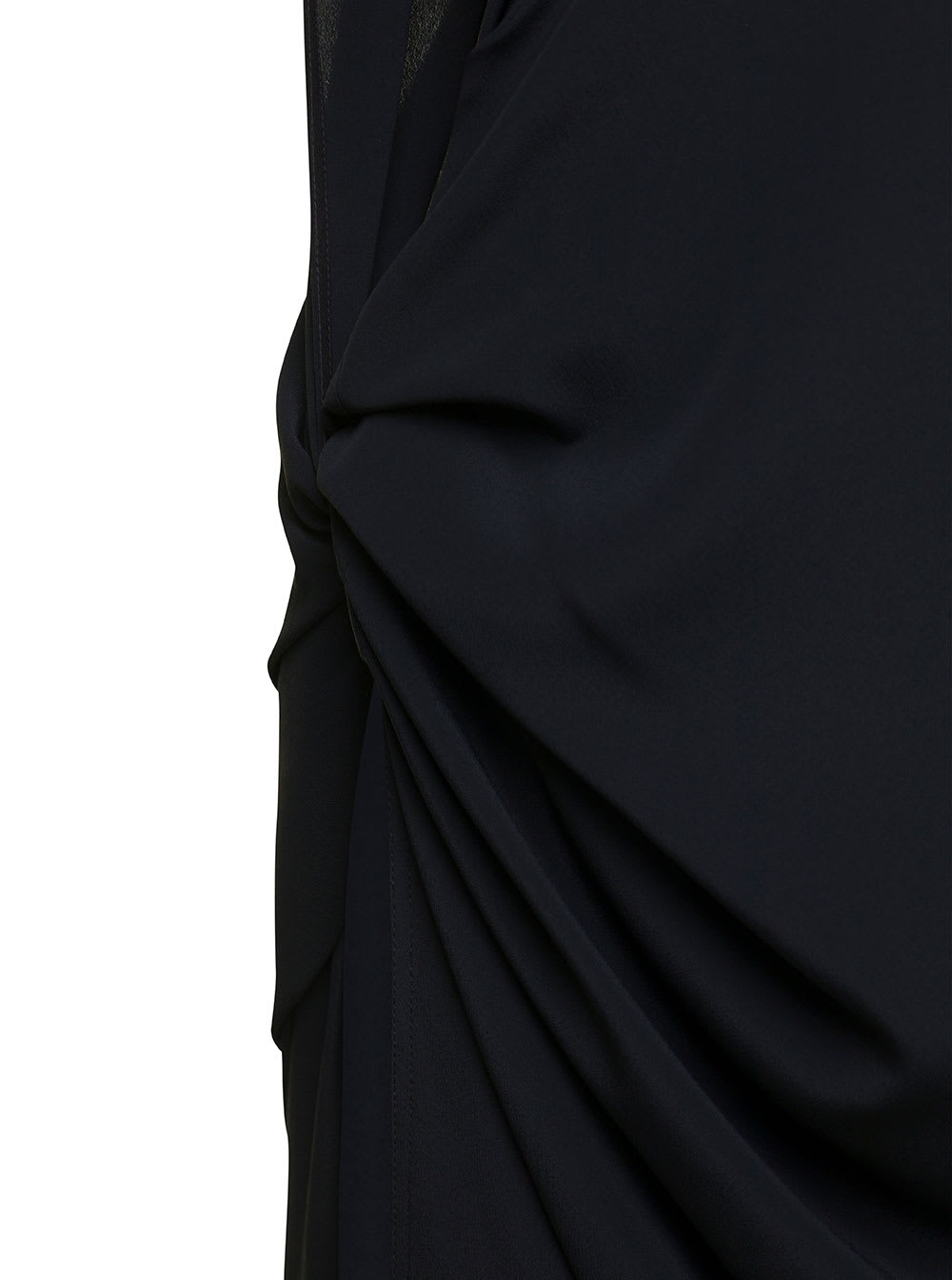 Shop Rick Owens Edfu Long Black One-shoulder Draped Dress In Silk Blend Woman