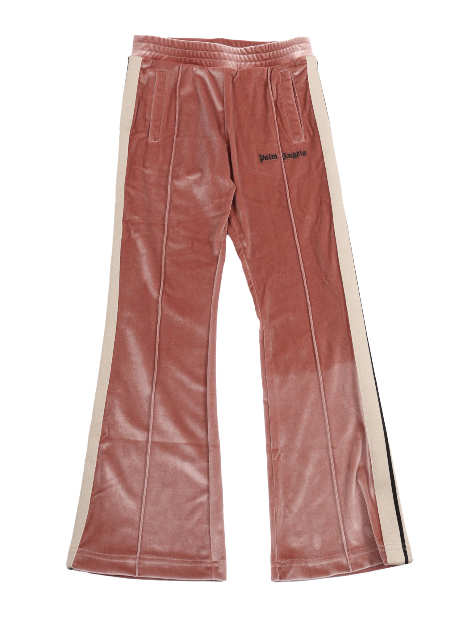 Palm Angels Chenille Track Flare Pants In Pink