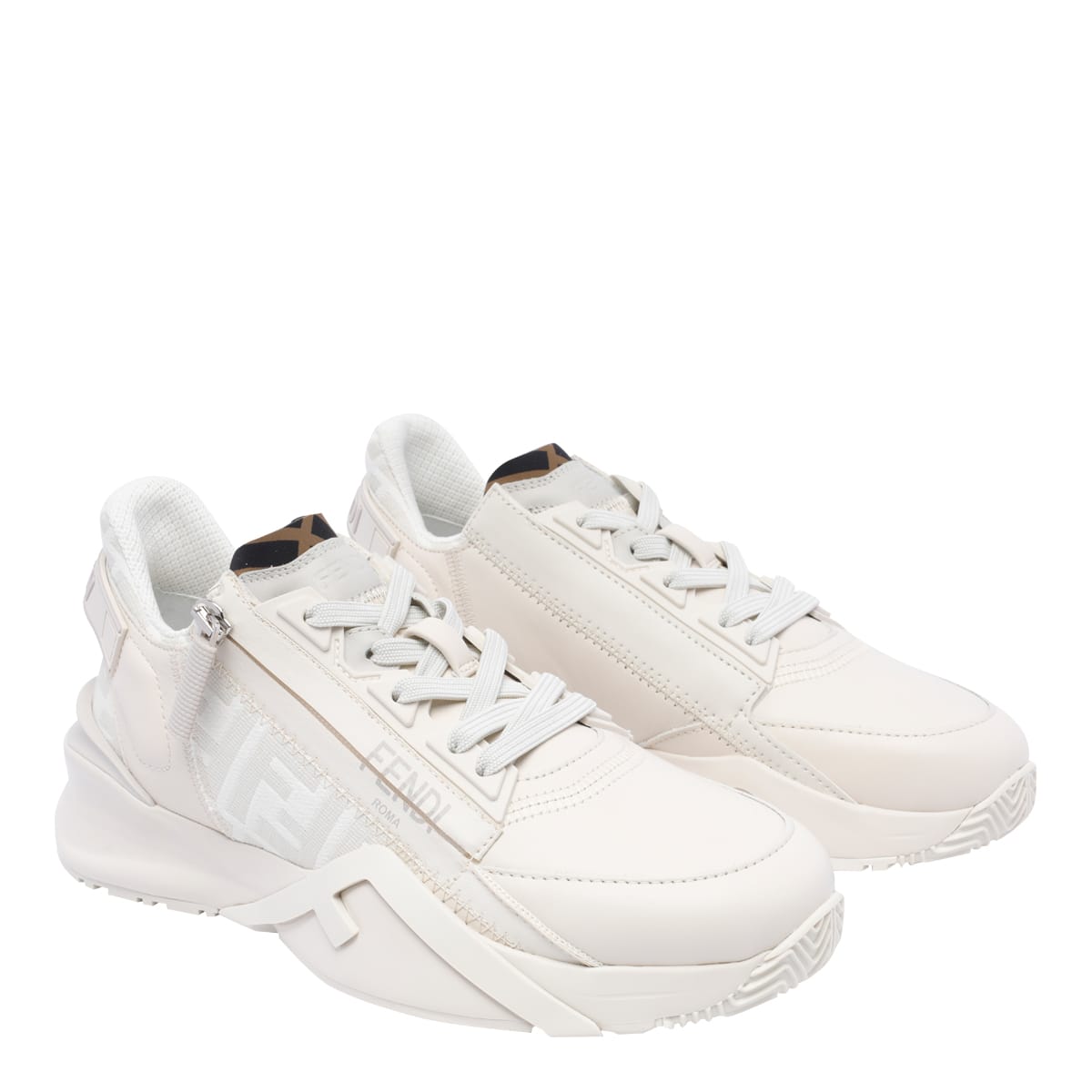 Shop Fendi Flow Sneakers In White