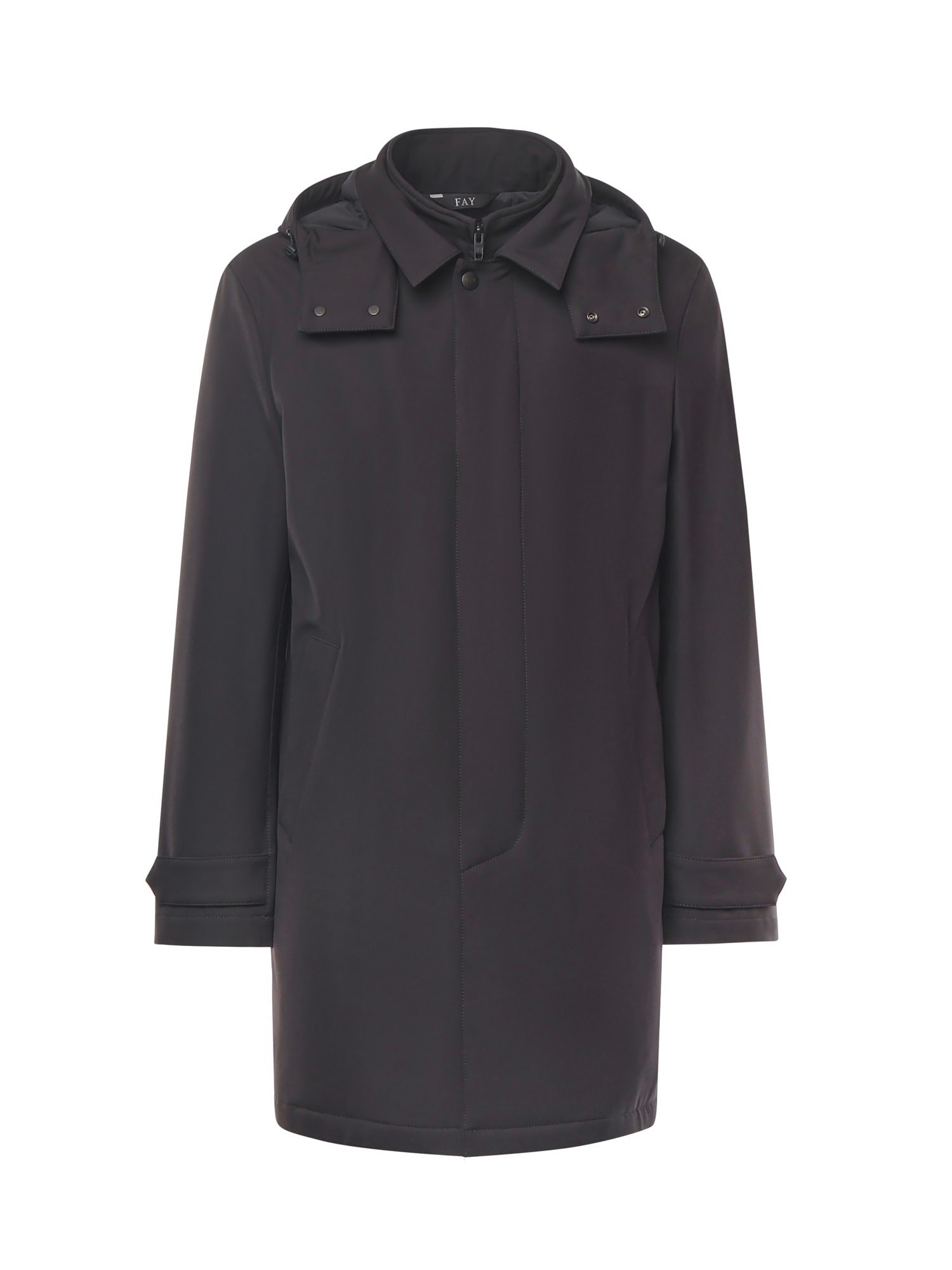 Fay Stretch Jersey Travel Morning Coat In Black