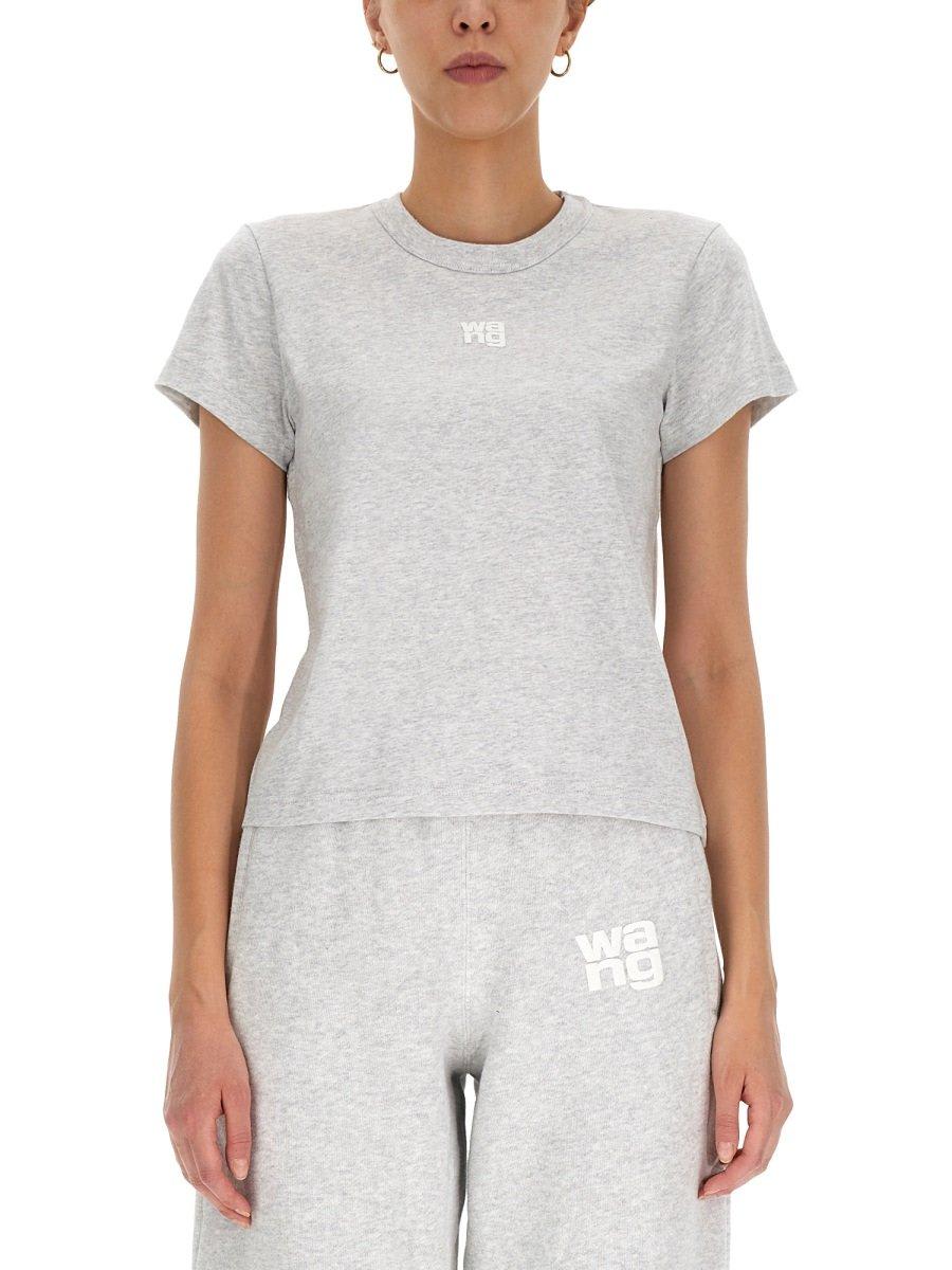 Alexander Wang Light Grey Cotton T-shirt In Grigio