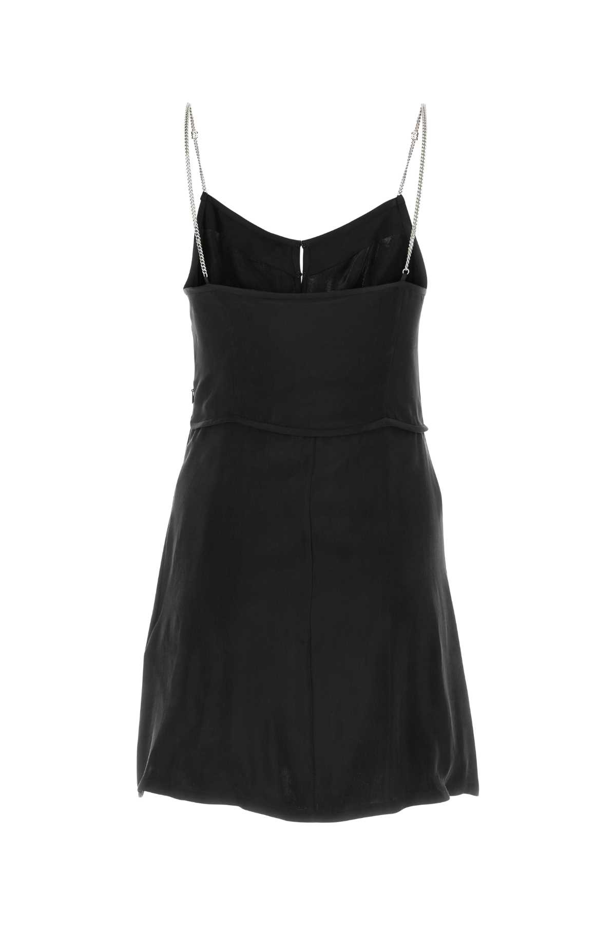 Shop Palm Angels Black Cupro Mini Dress In Darkgreysilve