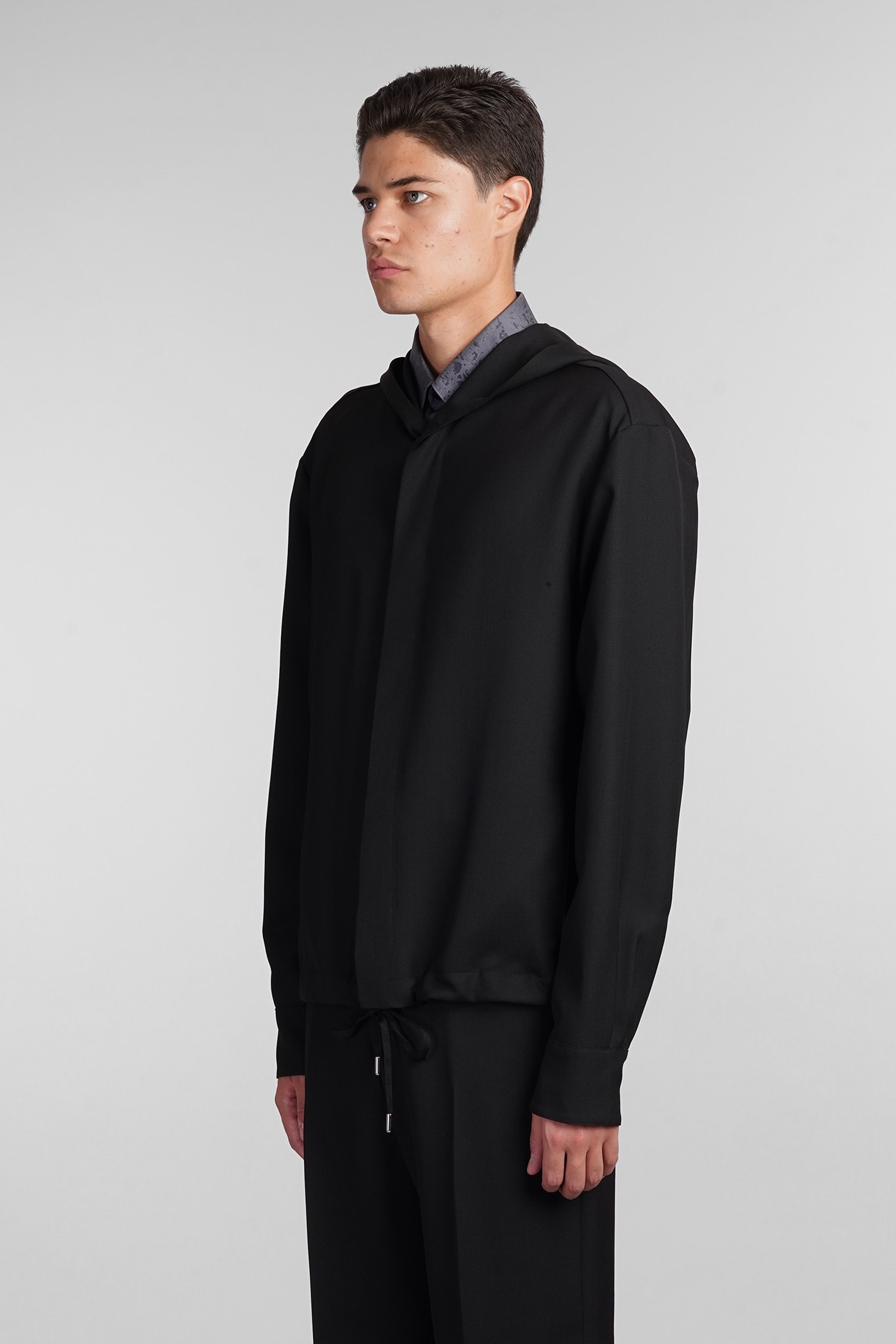 Shop Costumein Hoodie Casual Jacket In Black Wool