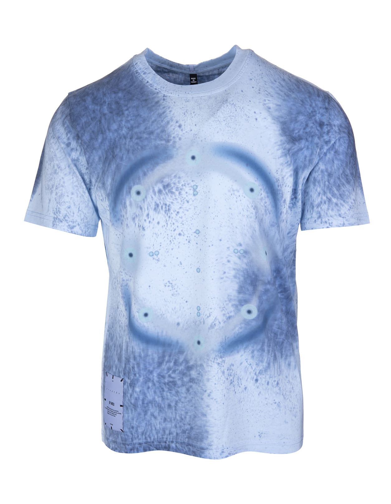McQ Alexander McQueen Man Light Blue T-shirt With Blue Tie-dye Print