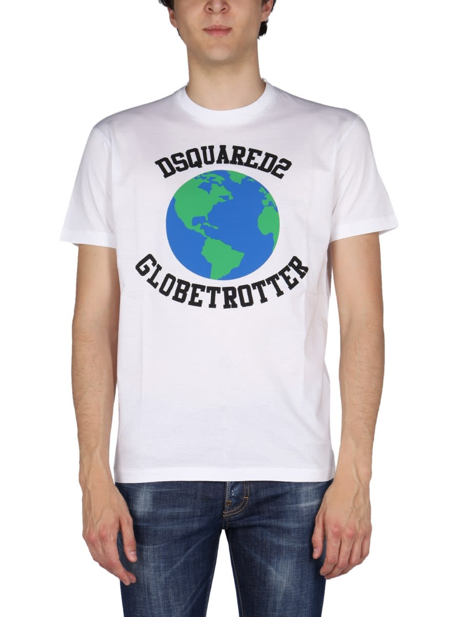 Shop Dsquared2 Globetrotter T-shirt With Print In White