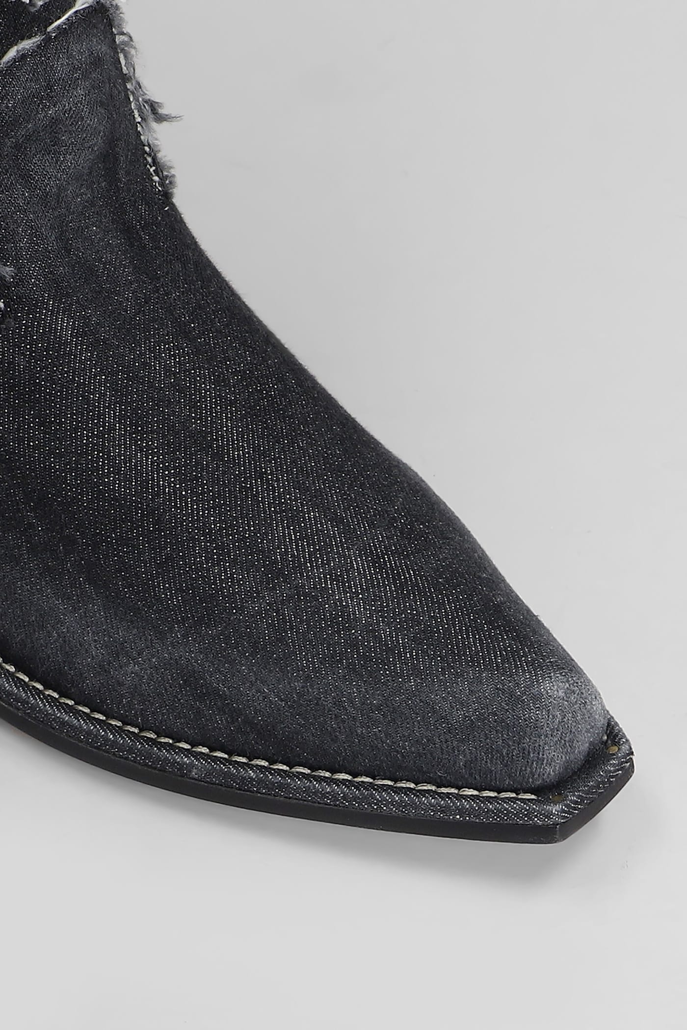 Shop Vic Matie Denim 155 Texan Ankle Boots In Black Denim