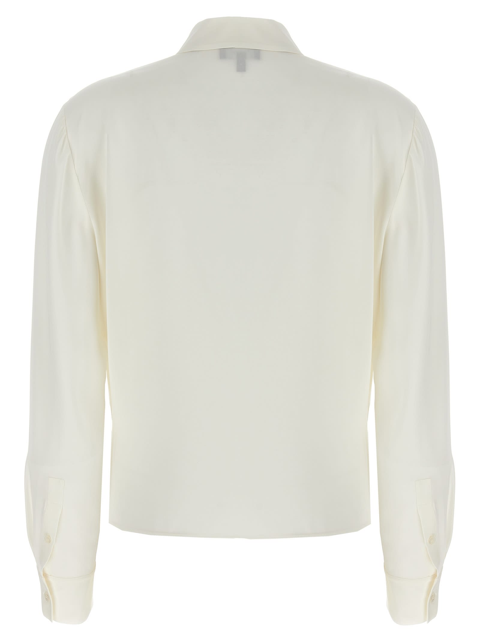 Theory White Blouse With Peak Revers And Crossover Neck In White