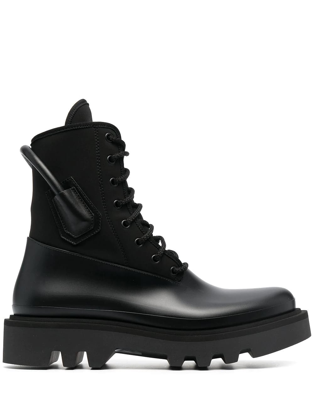 Givenchy Man Black Combat Ankle Boot In Neoprene And Leather
