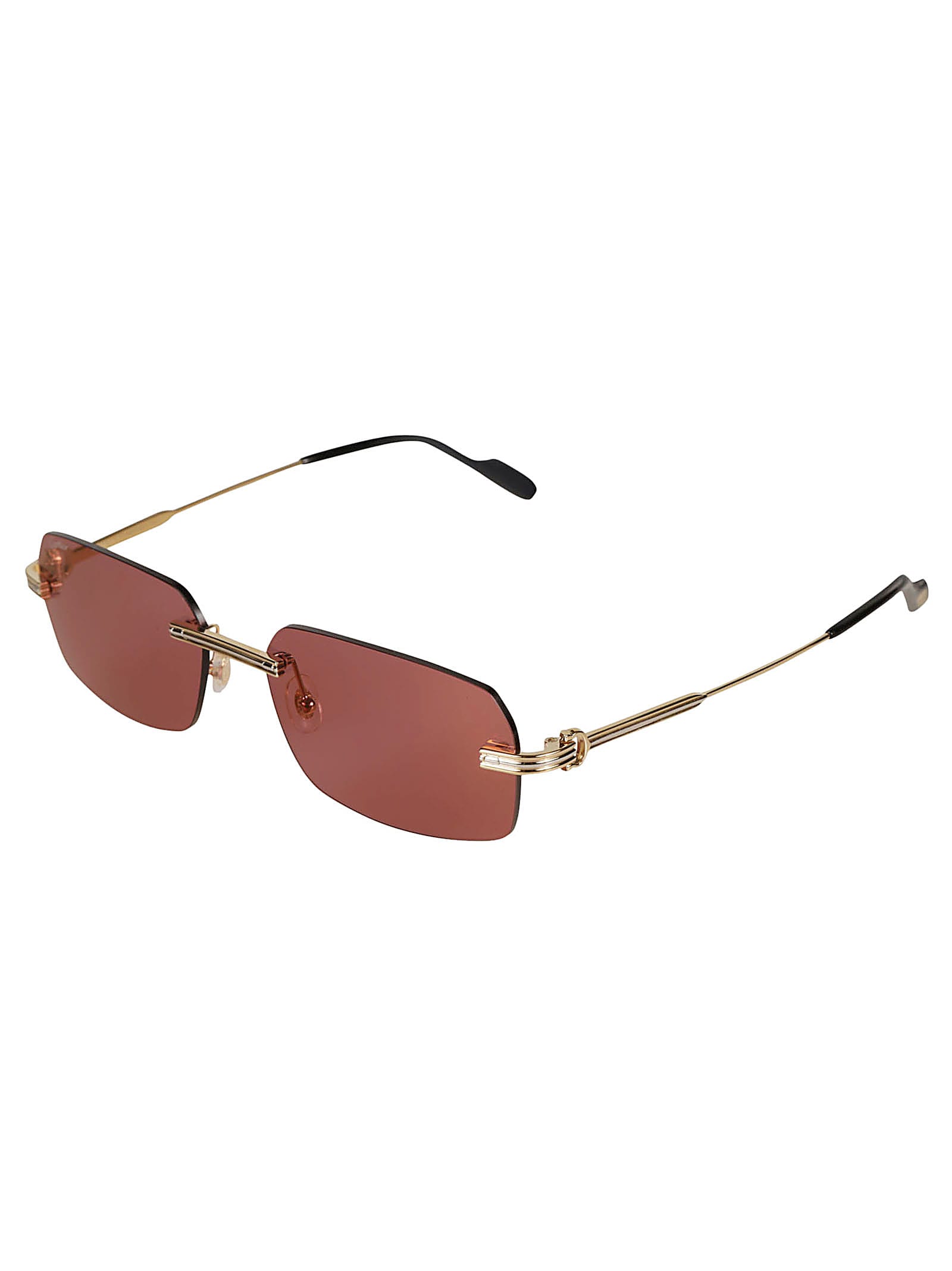 Shop Cartier Rectangular Sunglasses Sunglasses In Gold/red