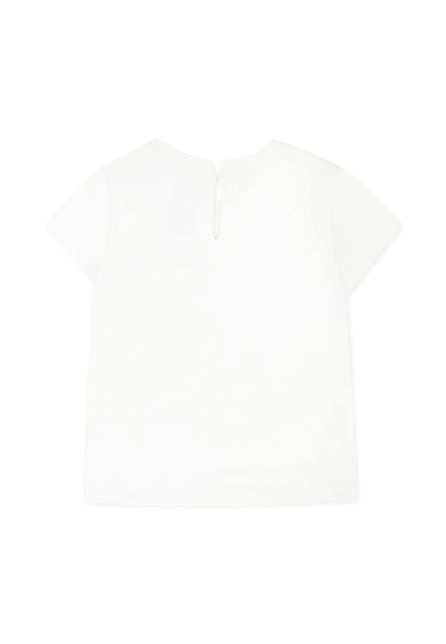 Monnalisa White T-shirt For Baby Girl With Alice In Wonderland In White