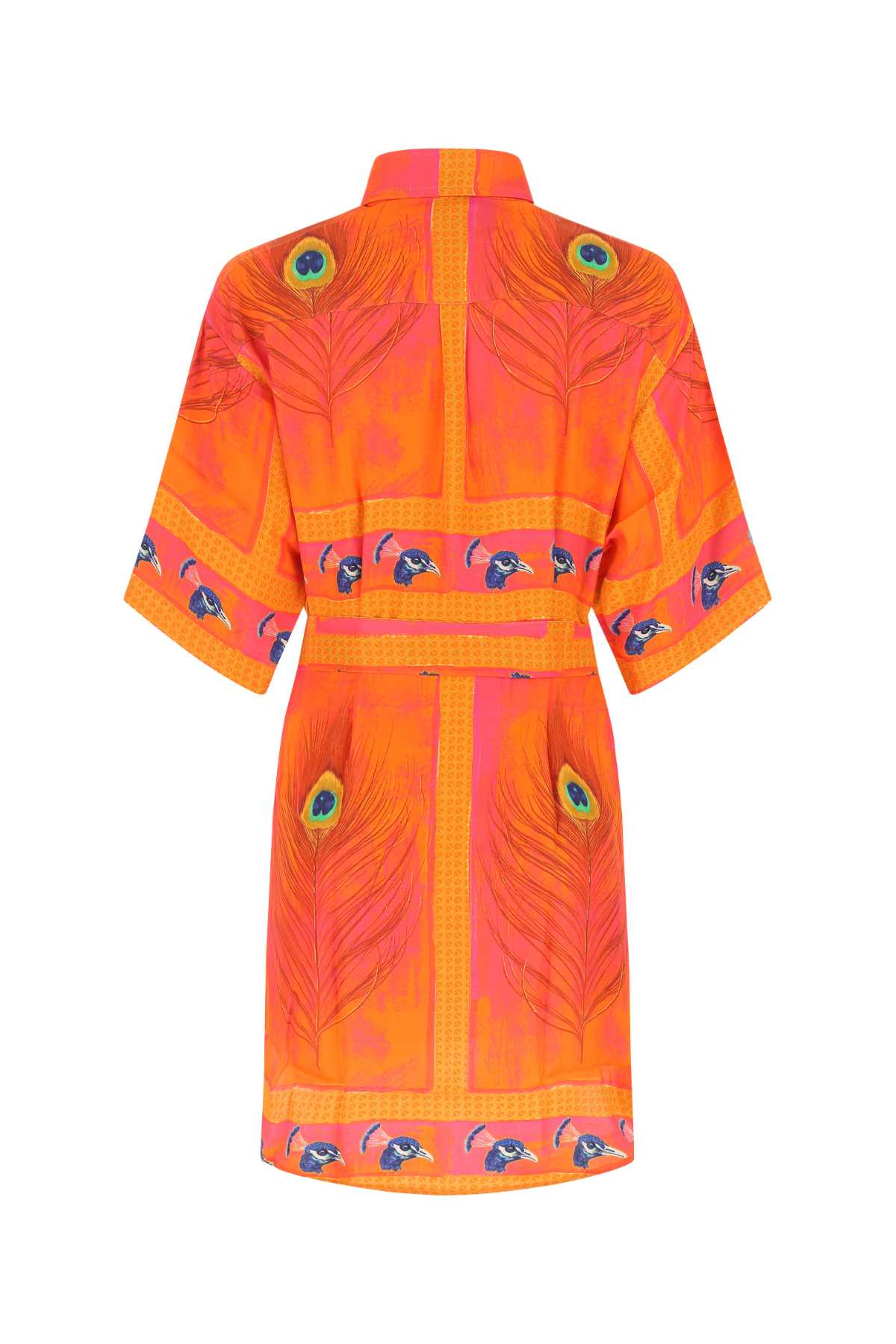 Shop Dependance Printed Satin Shirt Dress In Multicolor