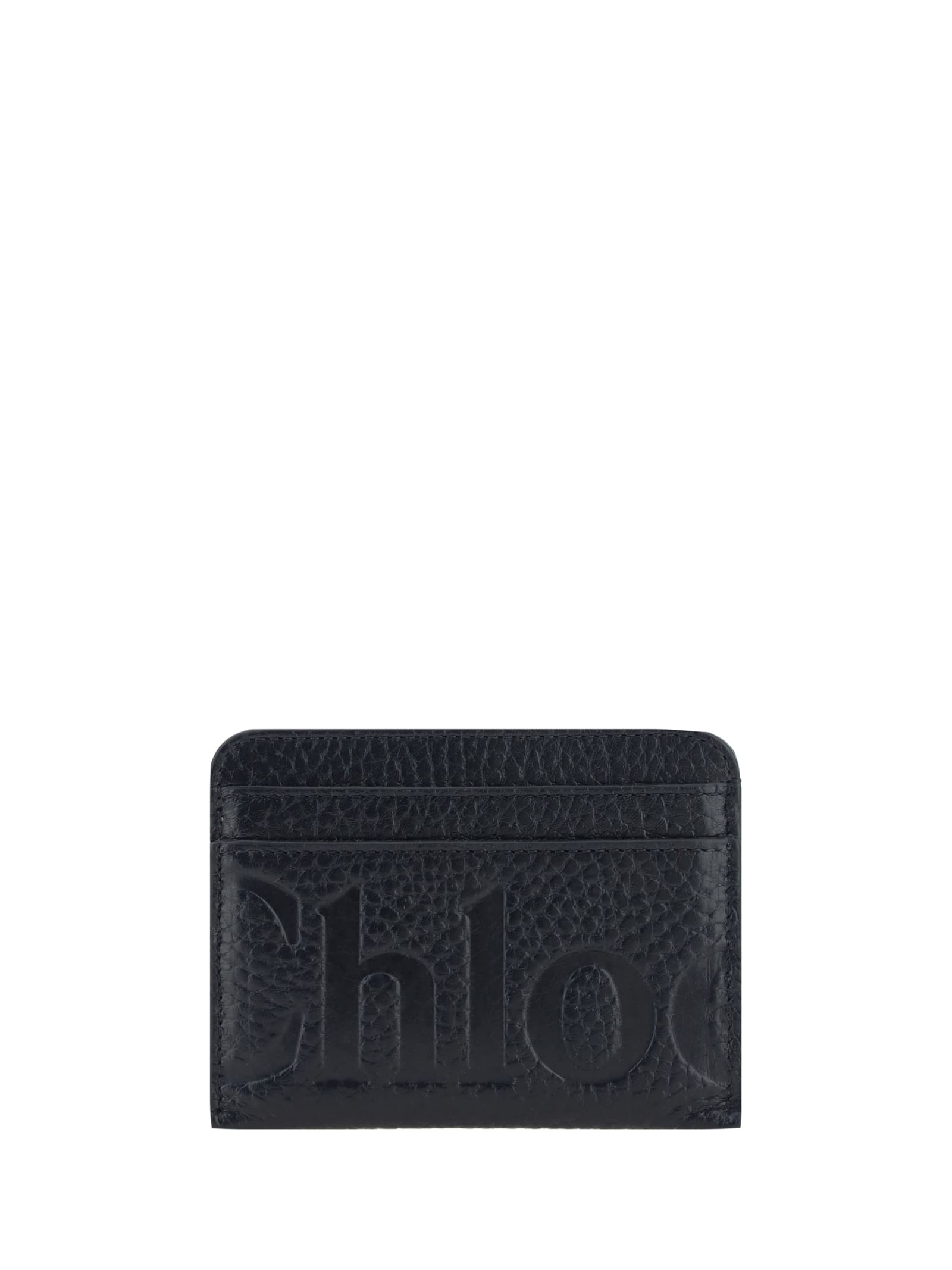 Chloé Leather Card Holder In Black