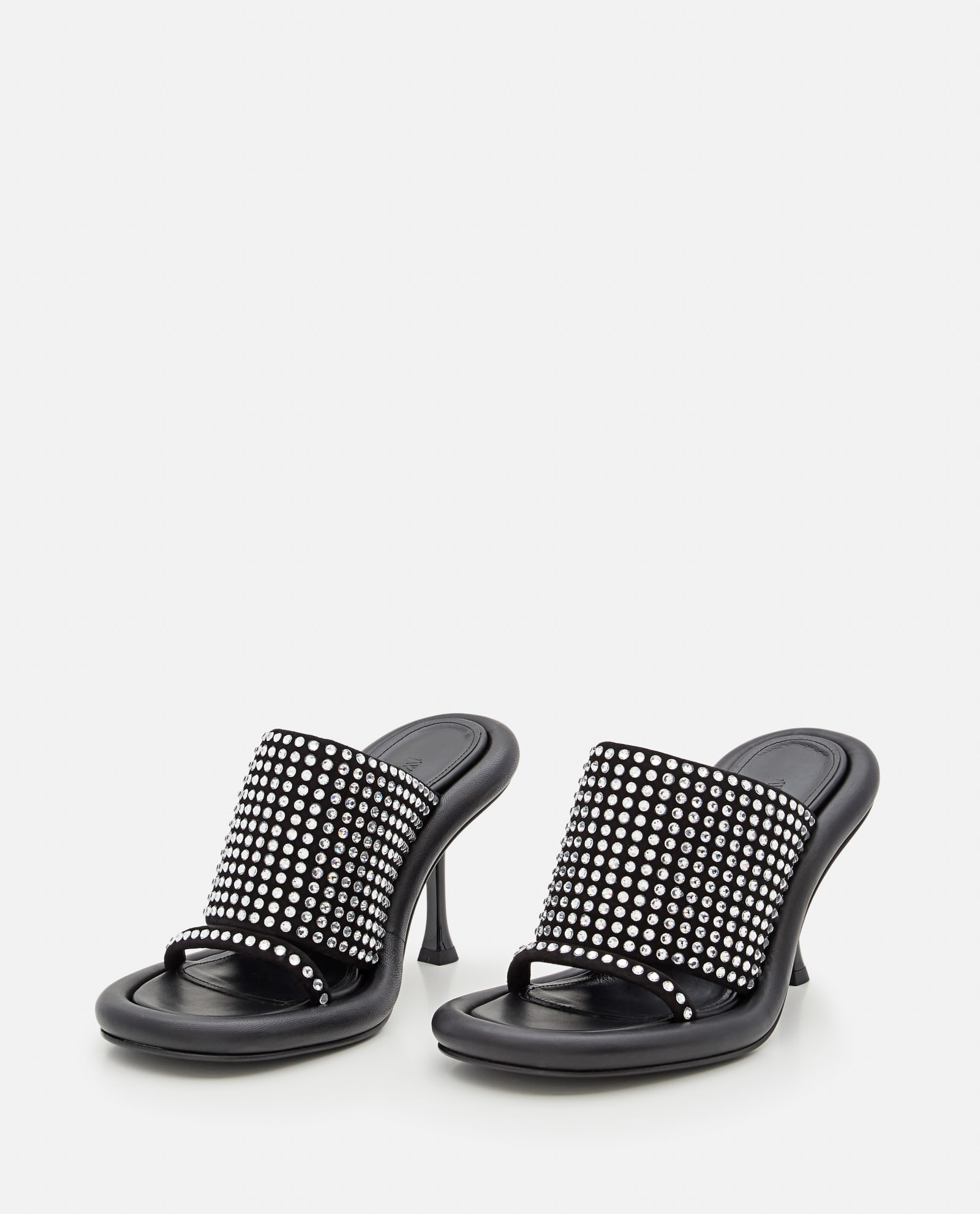 Jw Anderson 90mm Bumper Strass Mules In Black