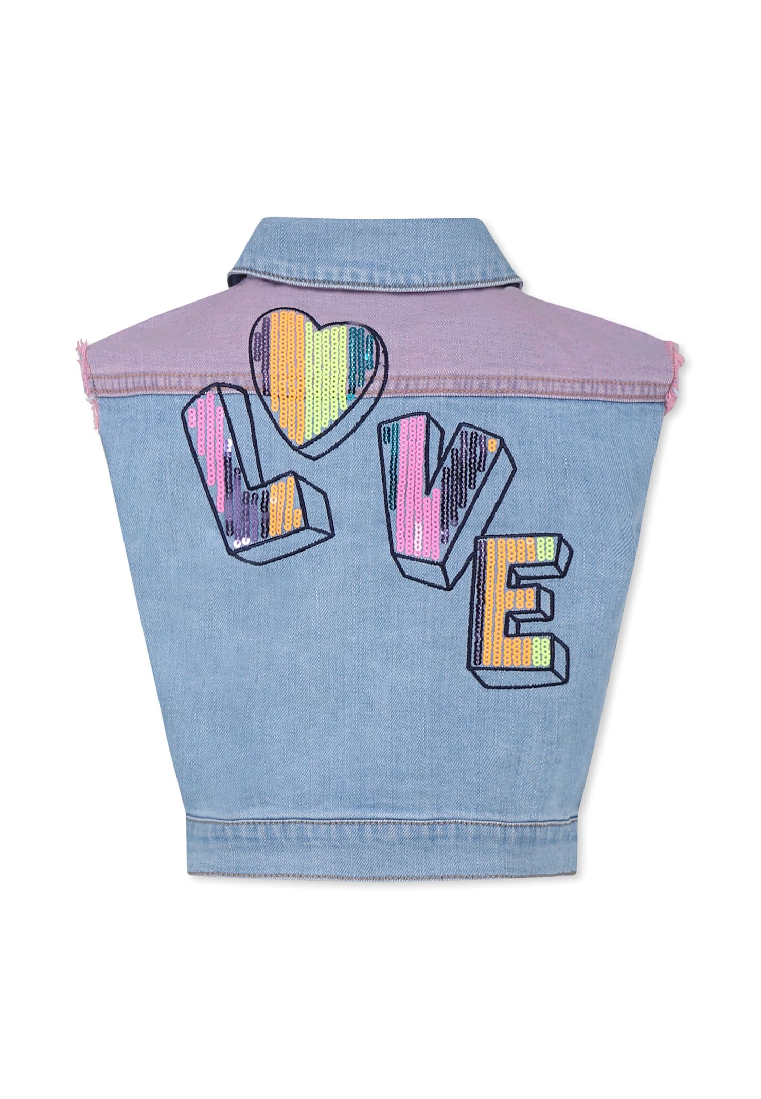 Billieblush Denim Vest For Girl With Writing In Denim