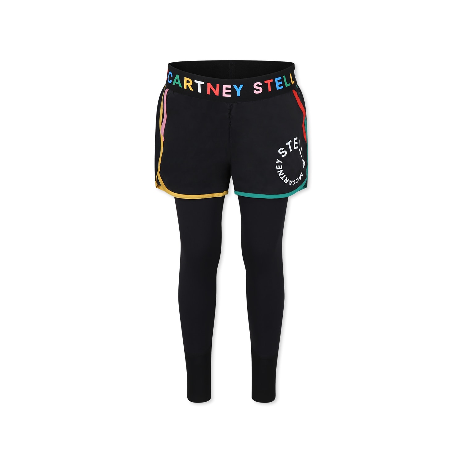 Stella Mccartney Kids' Black Leggings For Girl With Logo